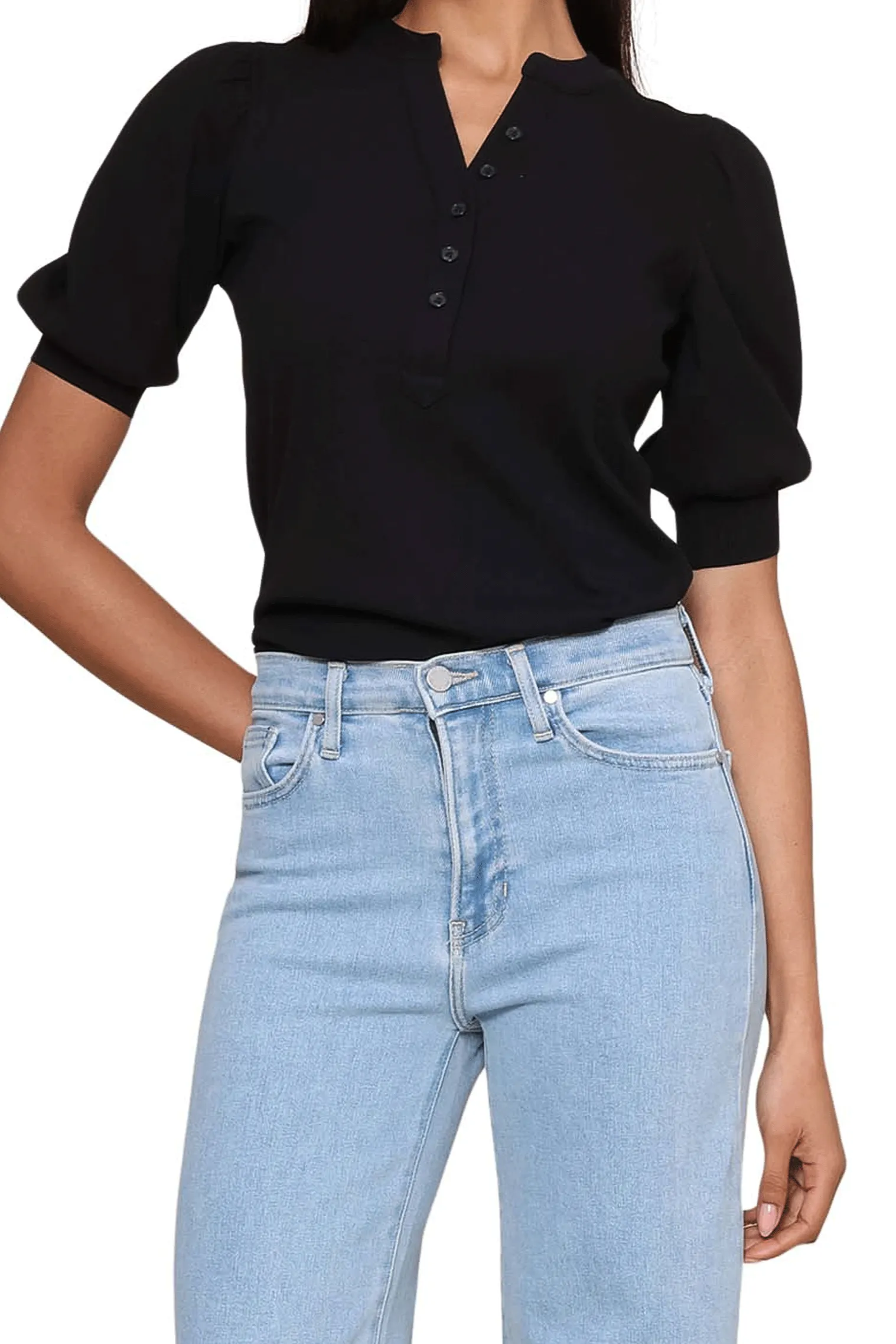 The Jill Ribbed Top Light Fabric Relaxed Blouse