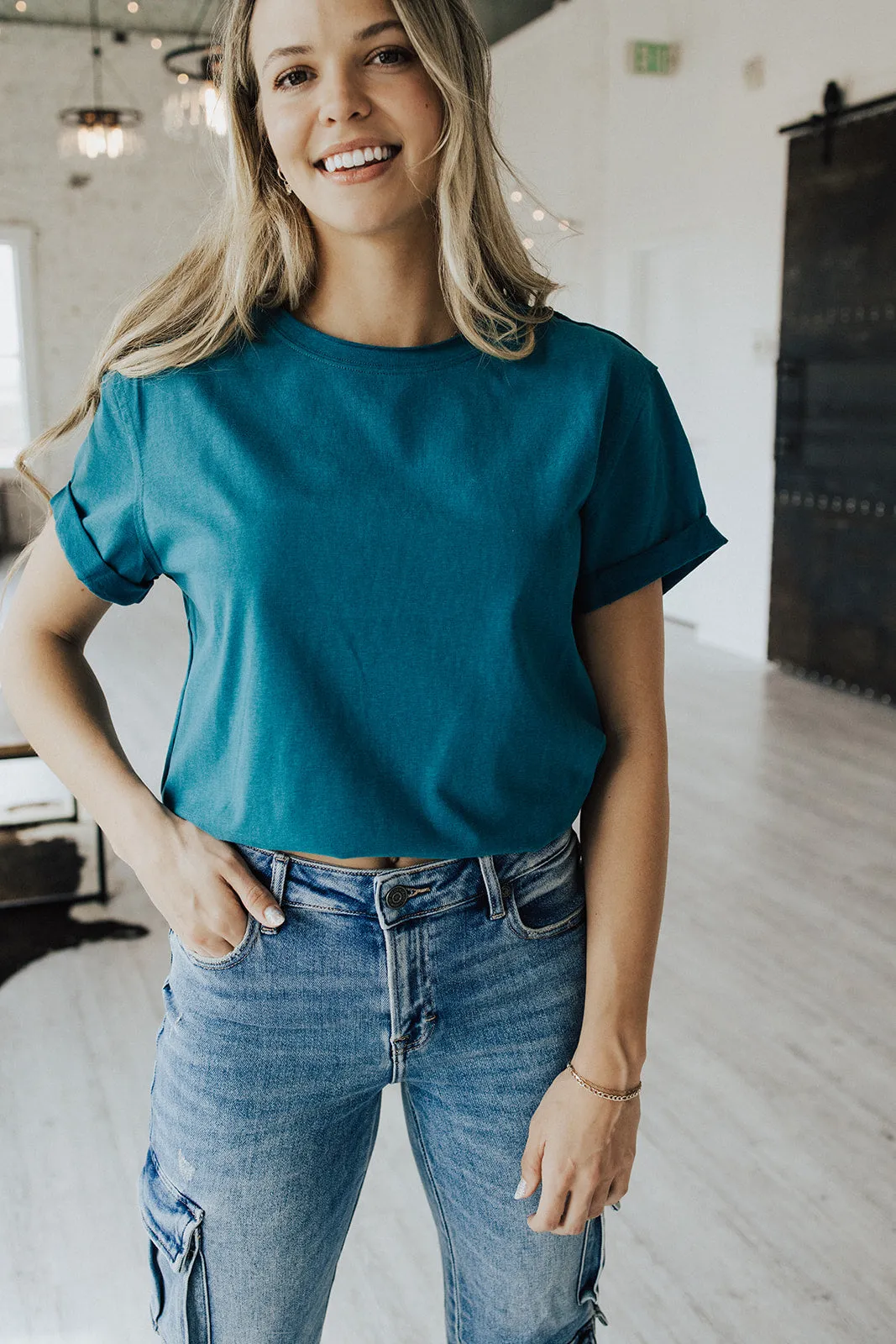 The Spins Baby Tee Hidden Pocket Comfy Layer