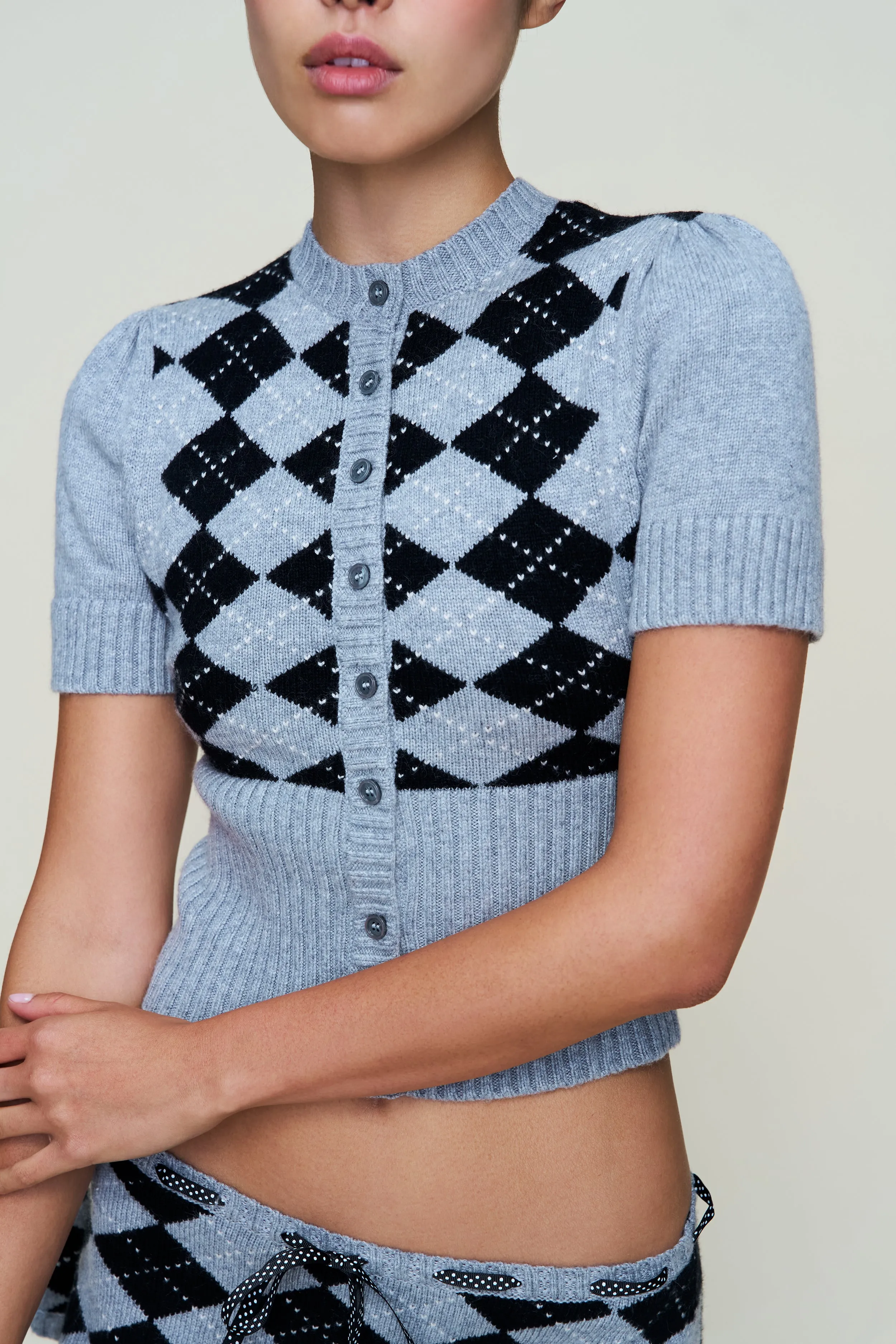 The Sweet Argyle Wool Cardigan Compression Knit Support Quiet Style