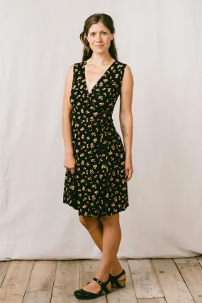 Sleek Silhouette Thea Dress in Black Floral Challis