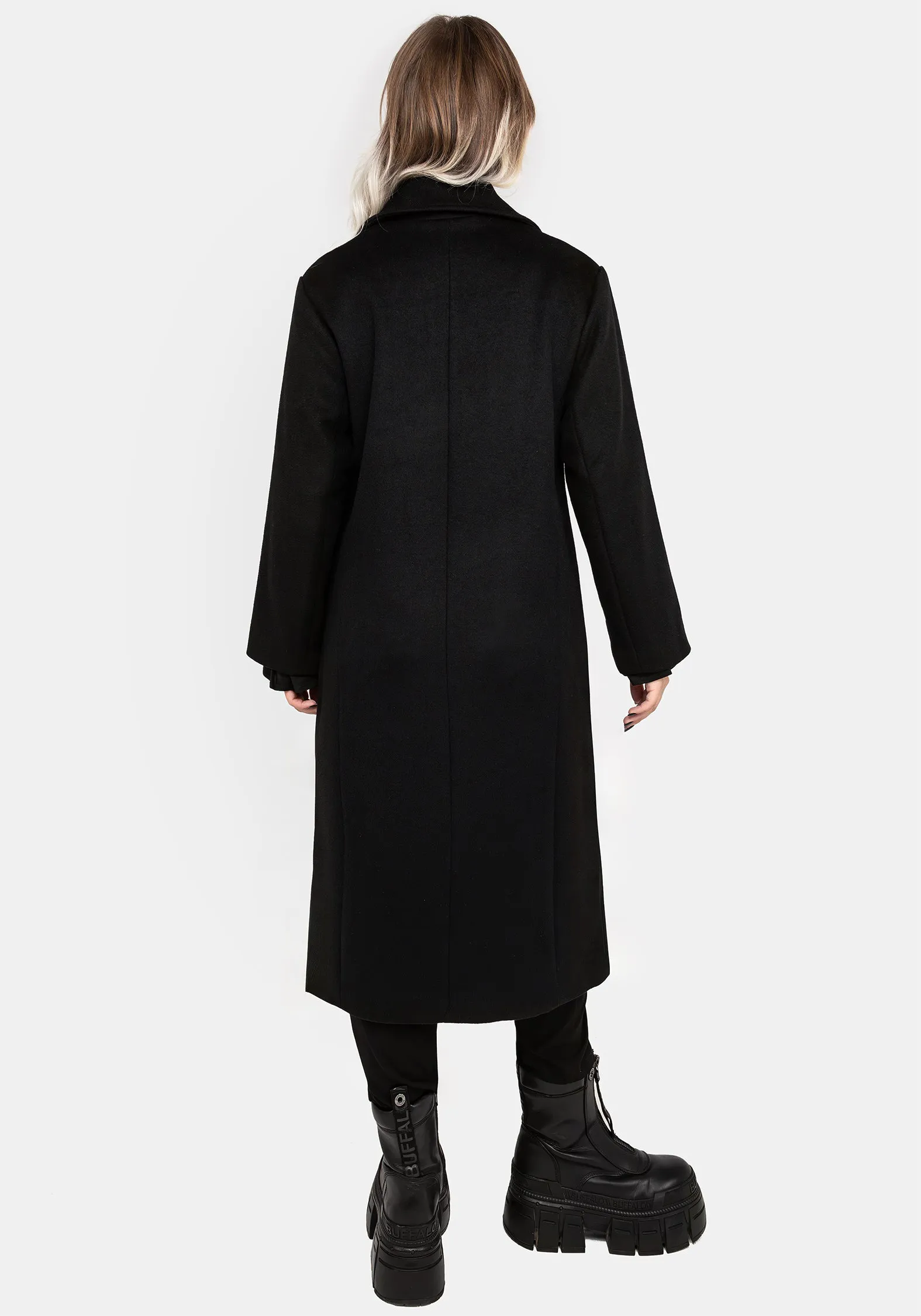 Theia Double Breasted Longline Wool Blend Coat Insulated Warmth Versatile Style