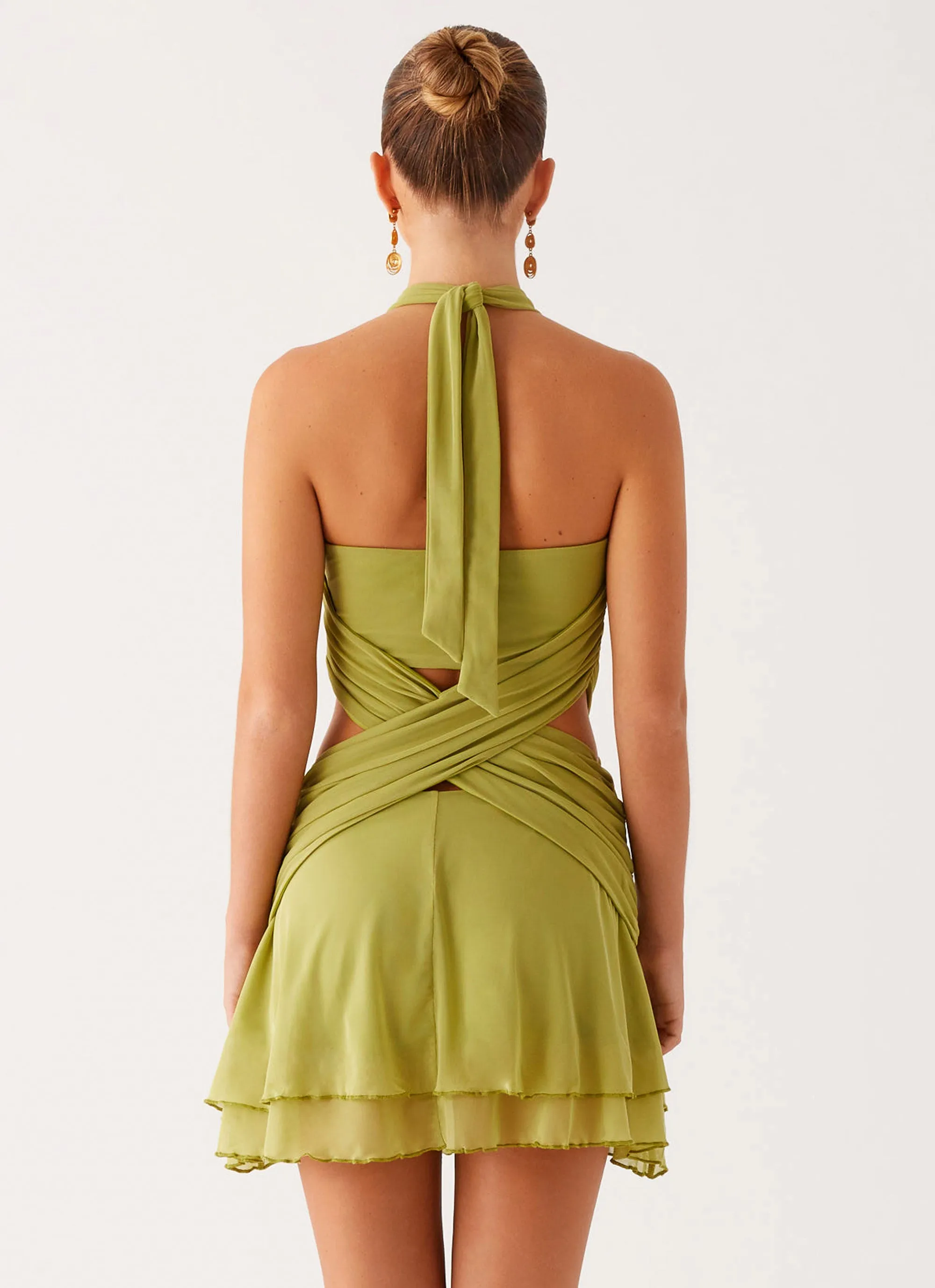 Square Neck Helsa Mini Dress - Green