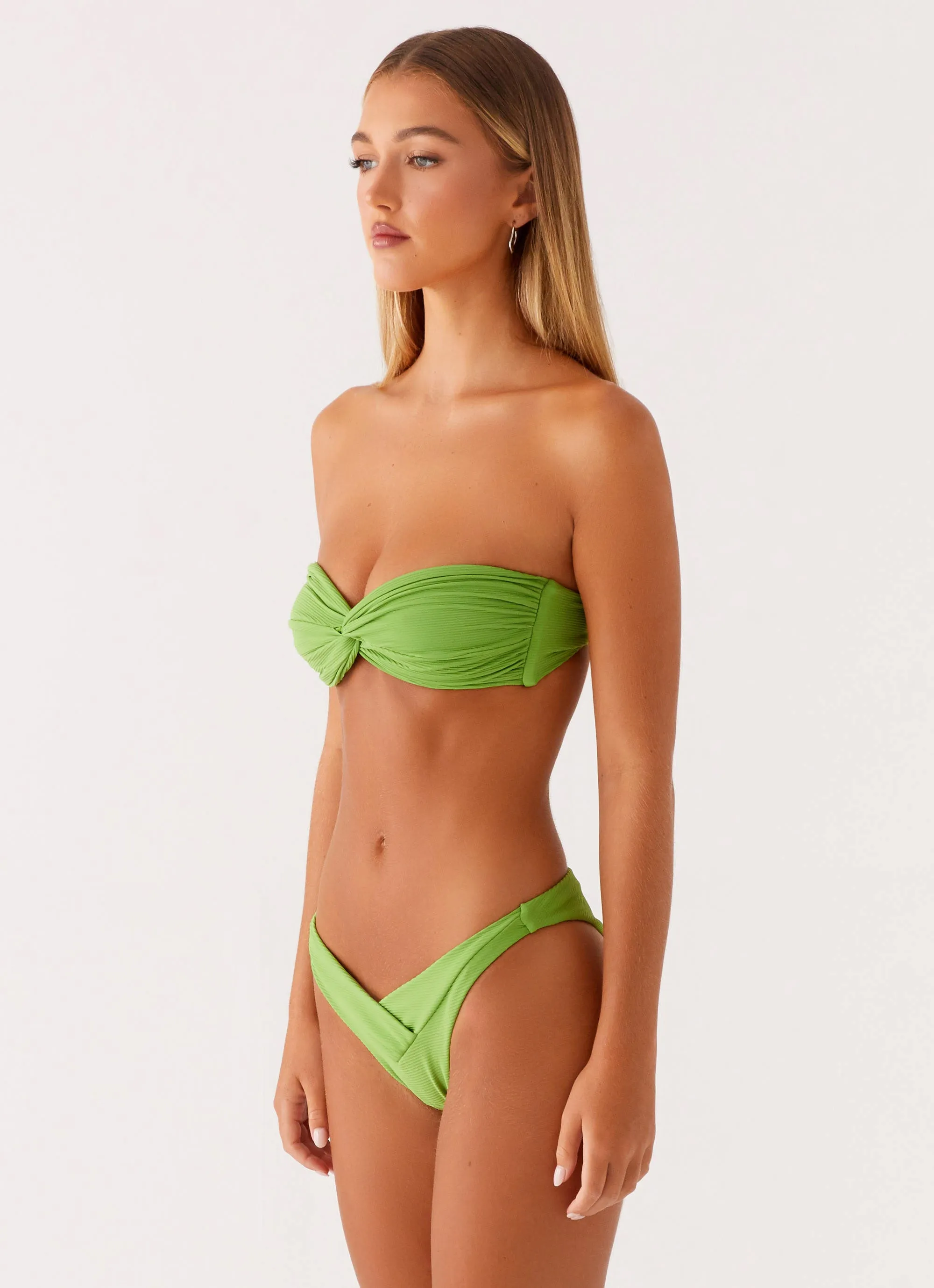 Front Tie Delta Bikini Bottoms - Lime Green