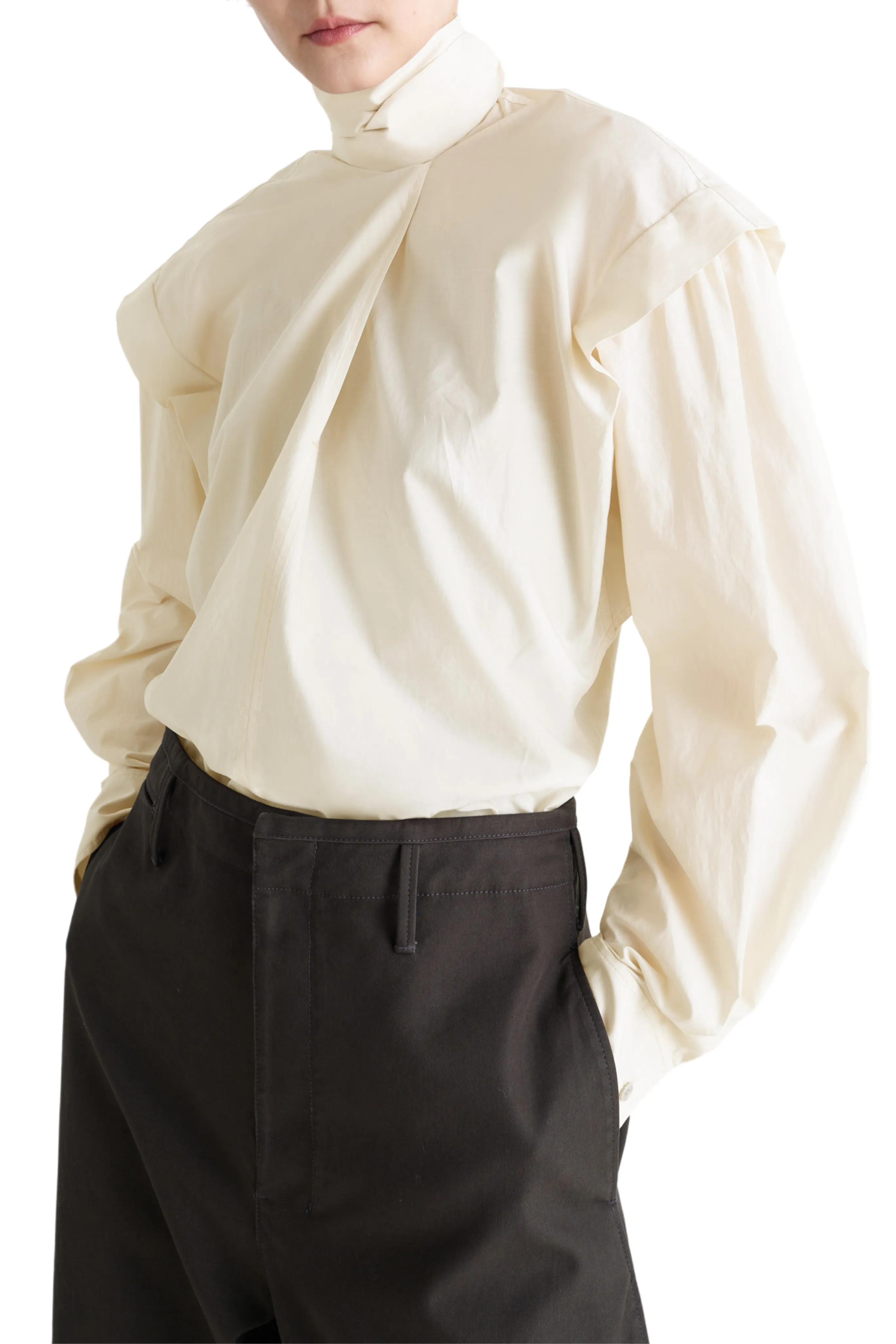 Quick Access Pockets Ascot Blouse