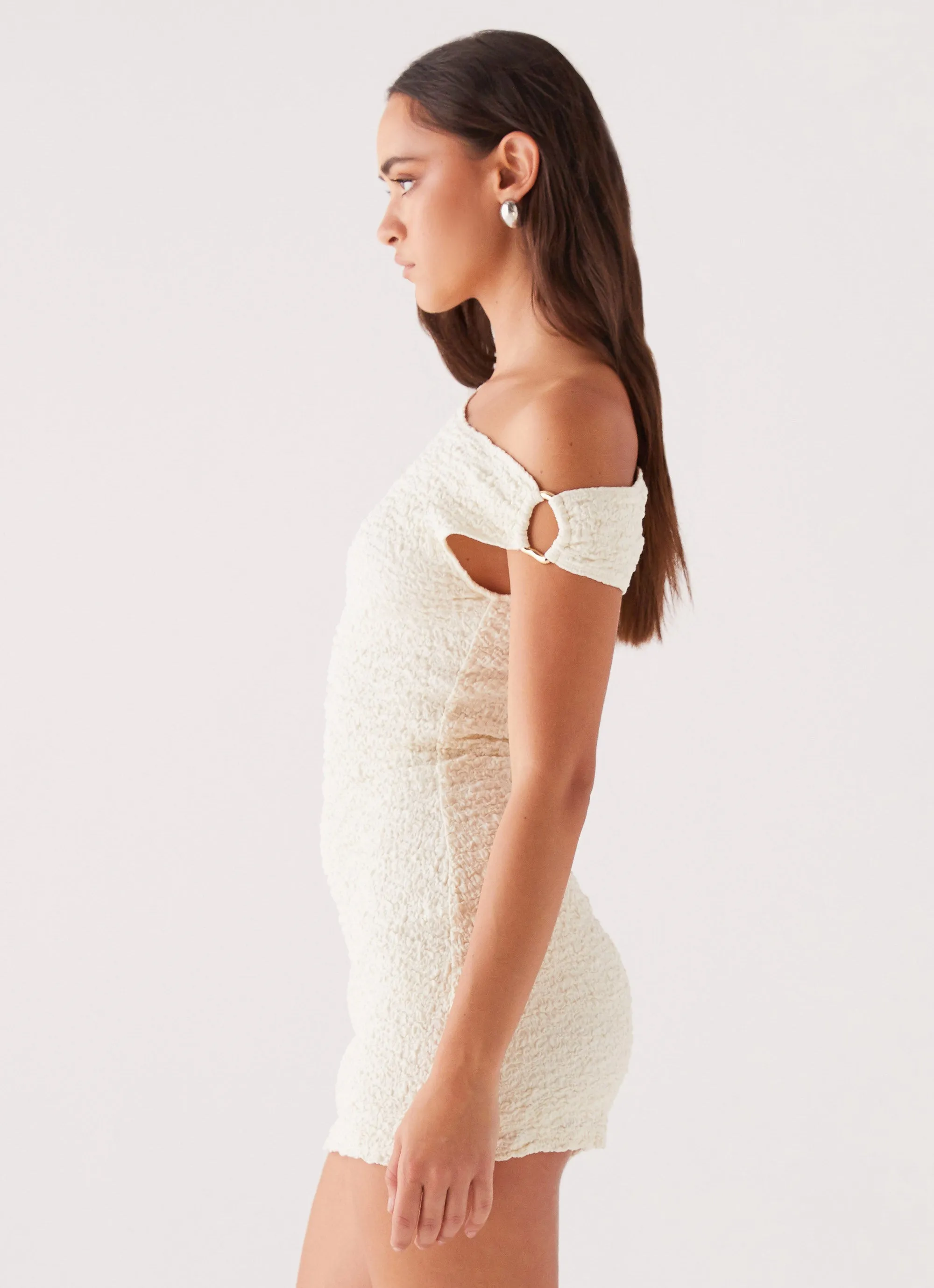 Farah Off Shoulder Mini Dress - White Heritage Craft