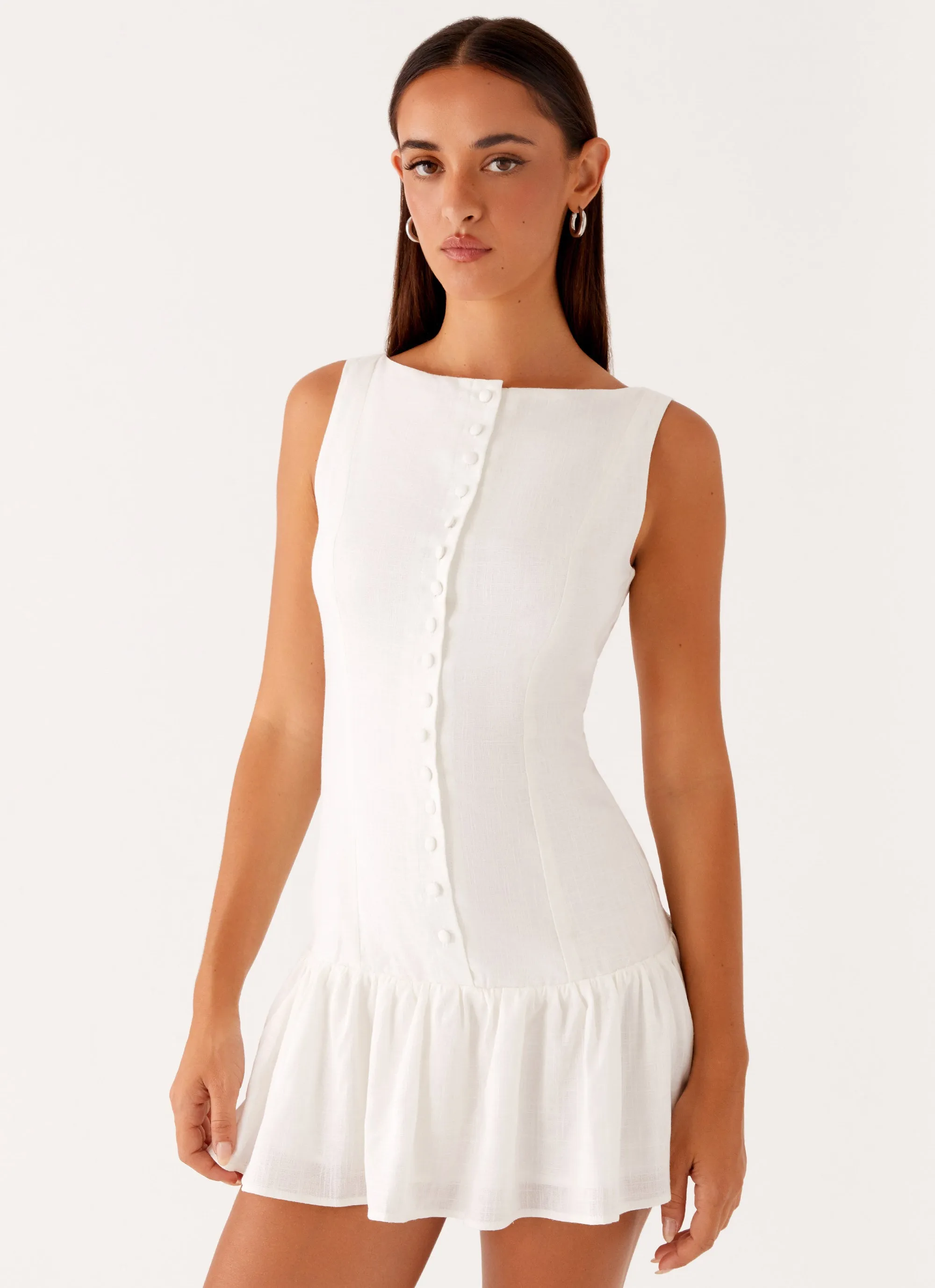 Refined Finish Meggie Linen Mini Dress - White