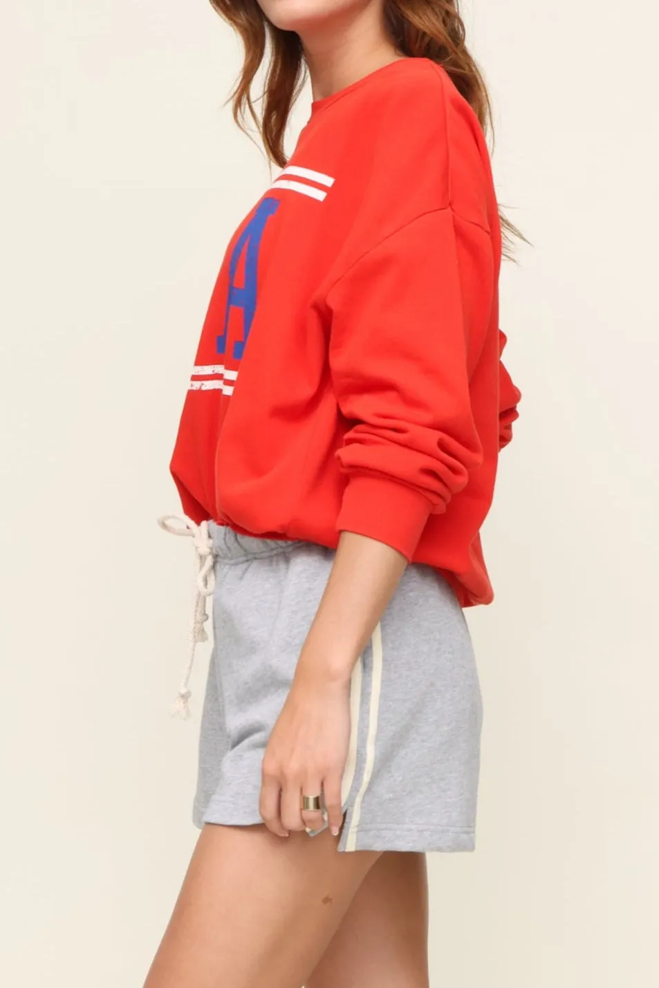 Tapered Side Panels Yarn Dyed Fabric Usa Sunday Sweatshirt