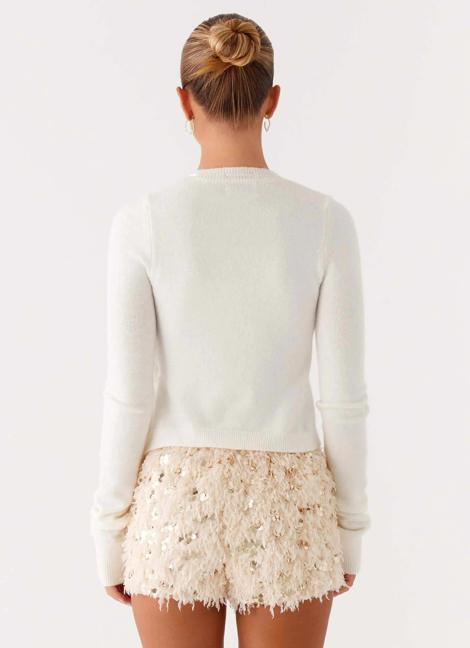 Rubberized grip Candy Sequin Mini Shorts - White