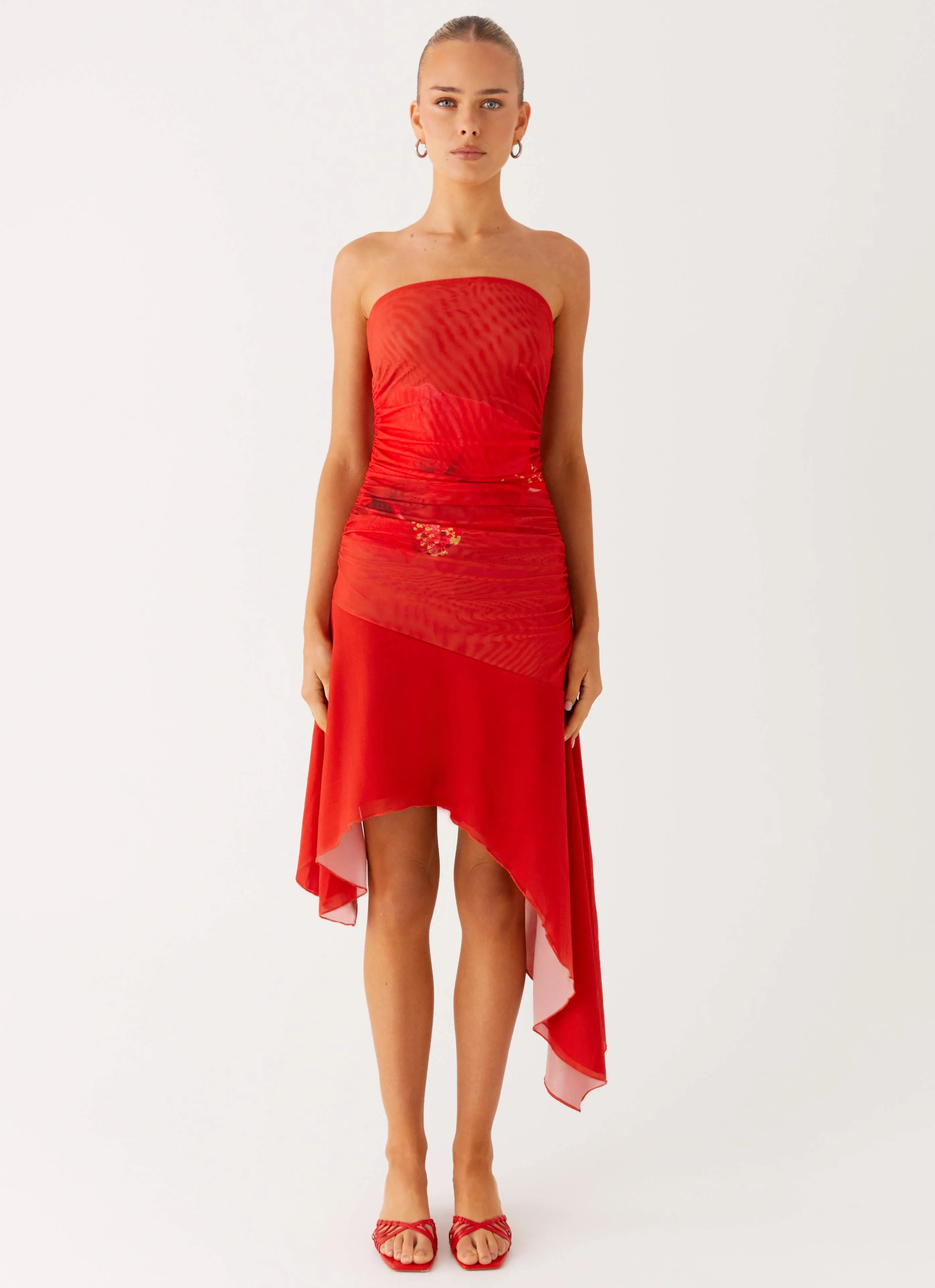 Think About It Midi Dress - Fire Red Texture Softness