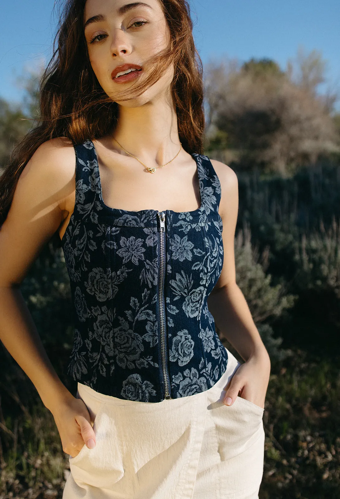 WrinkleFree Fabric TaglessNecklineComfort Thornproof Denim Corset