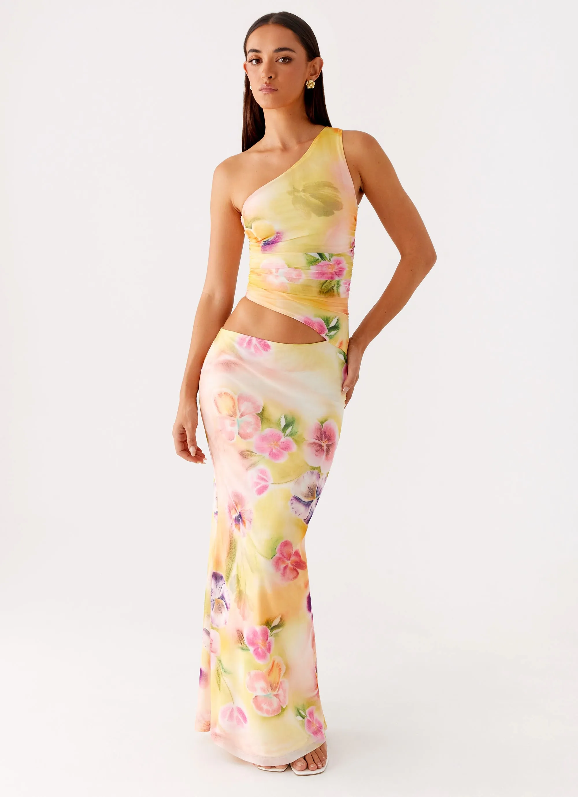 Limited-Edition Seranella One Shoulder Maxi Dress - Sunburst Floral