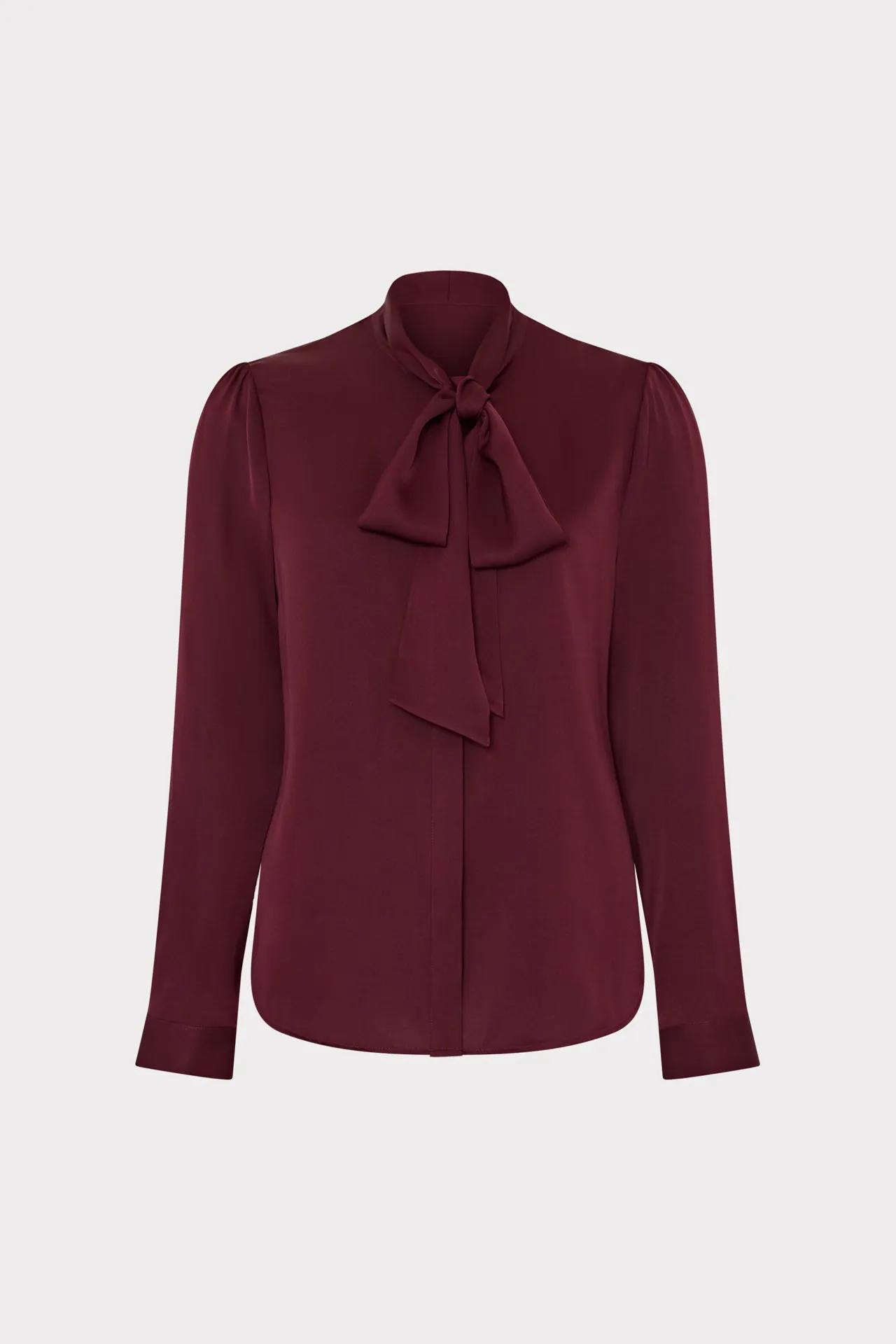 Tie Neck Silk Blouse SeamlessKnitConstruction Non Chafing Side Seams