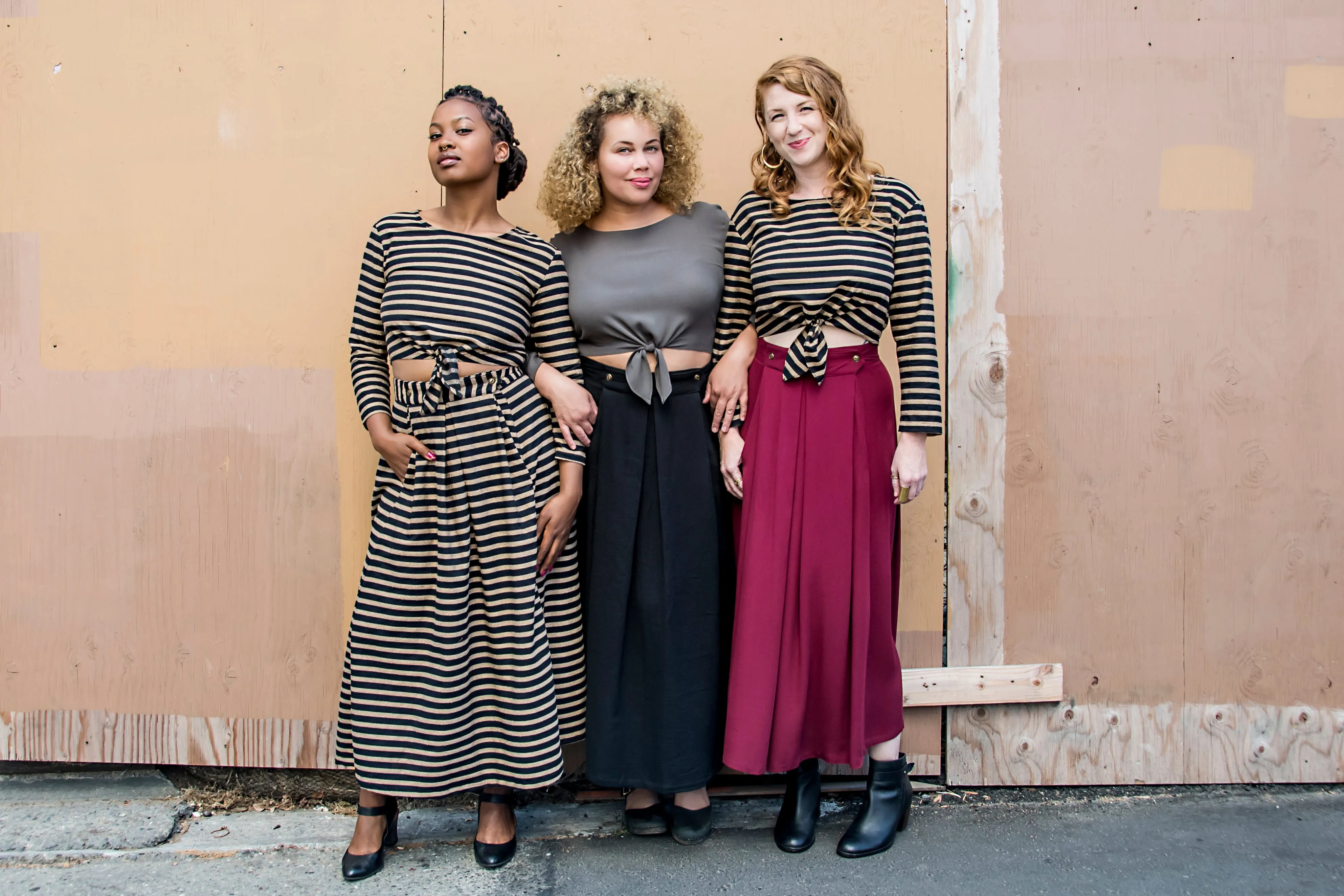 Tie Top in Forest Crepe DoubleLayered Collar