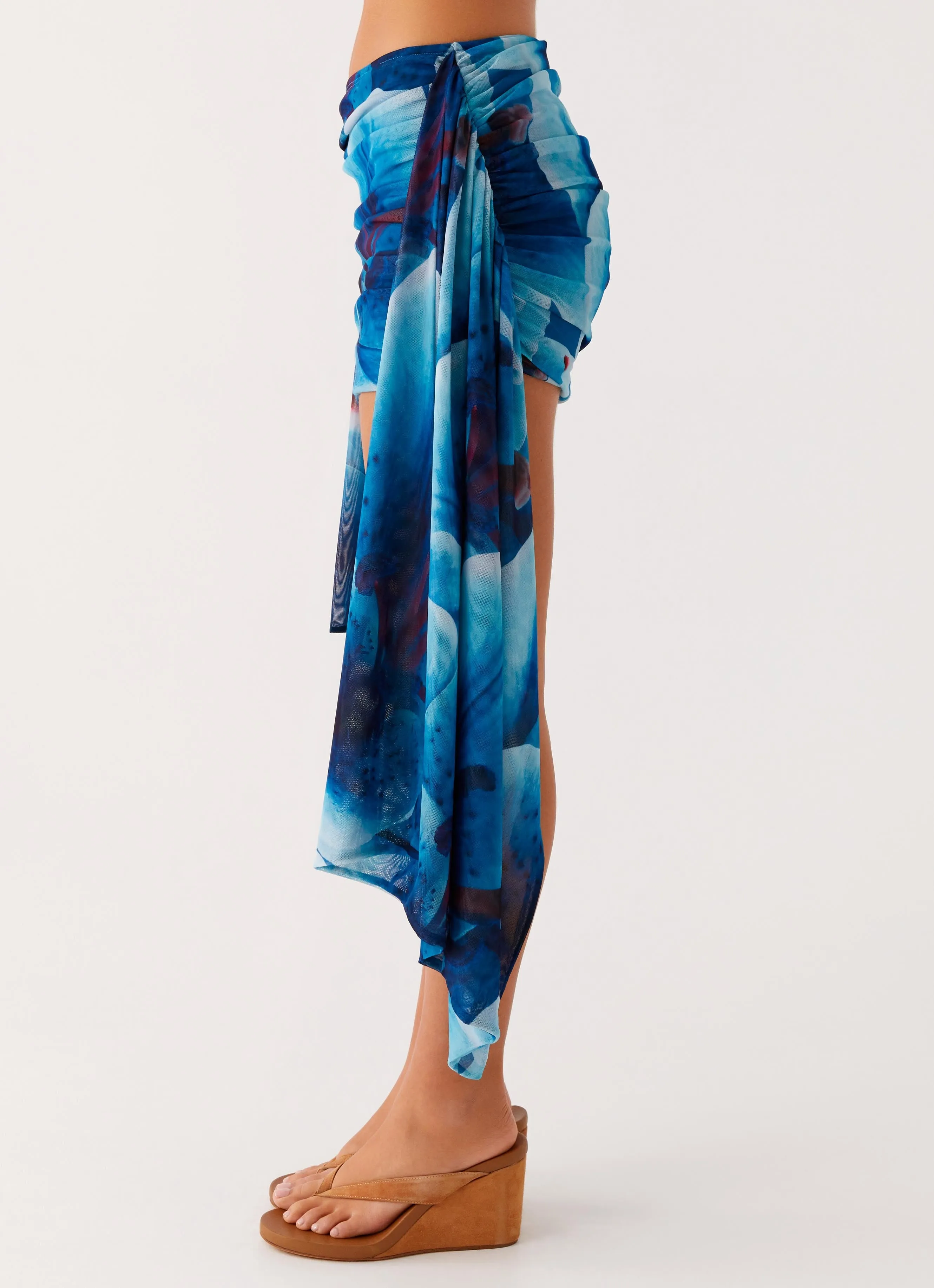 Tigerlily Micro Skirt - Turquoise Floral Graceful Look All Season Wear