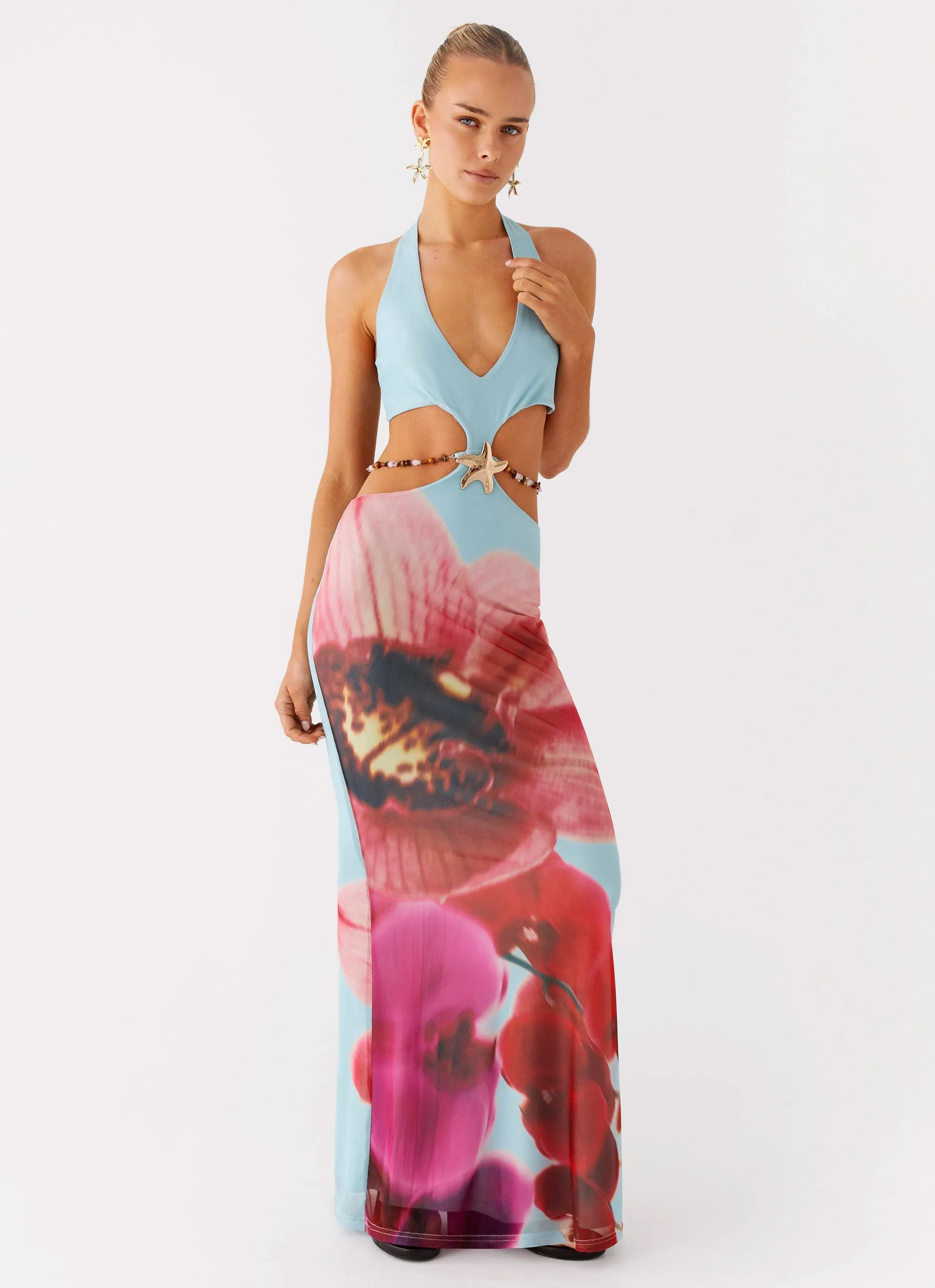 Polished Mood Time To Dance Maxi Dress - Turquoise Bloom