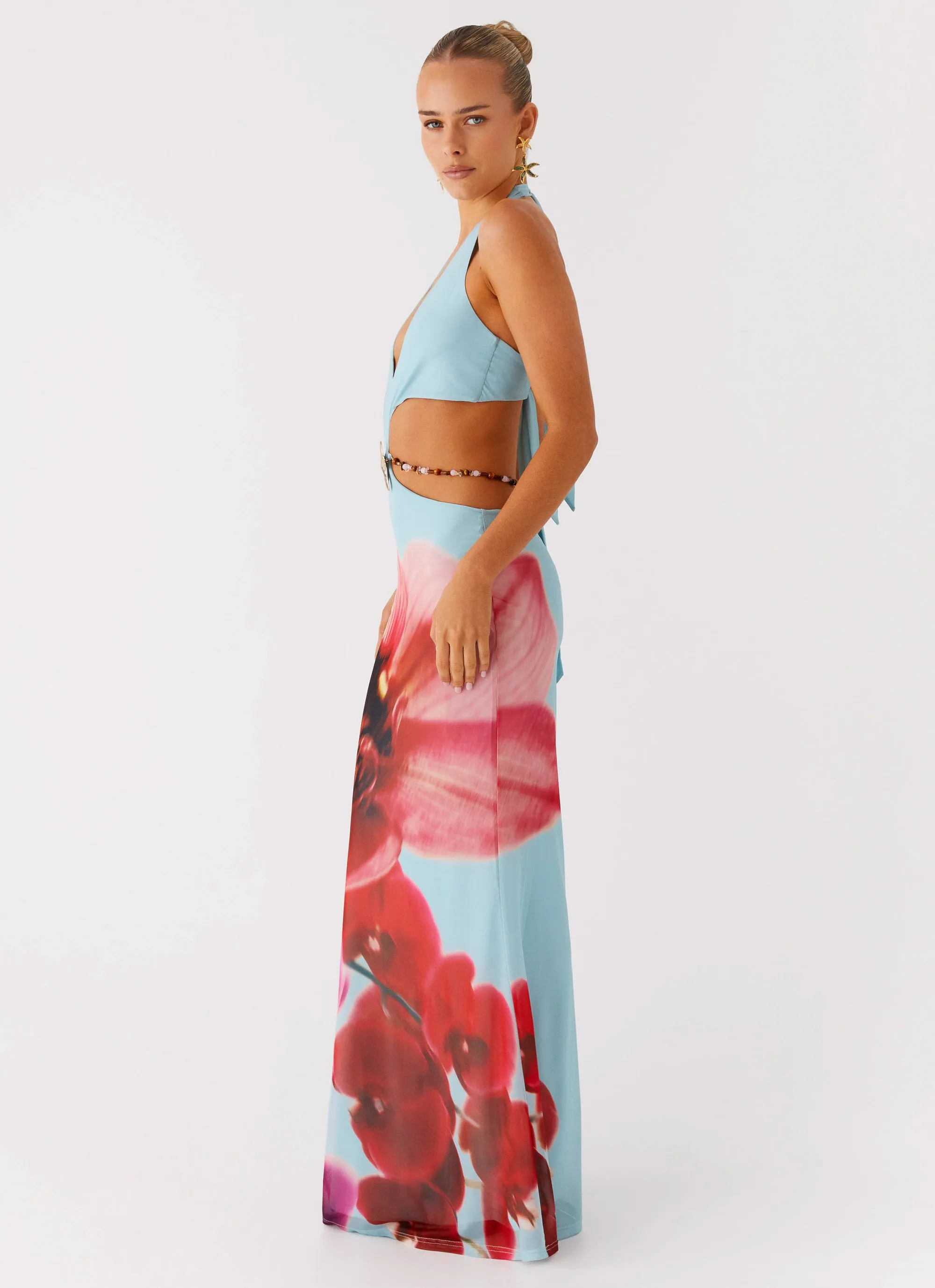 Night Mood Time To Dance Maxi Dress - Turquoise Bloom