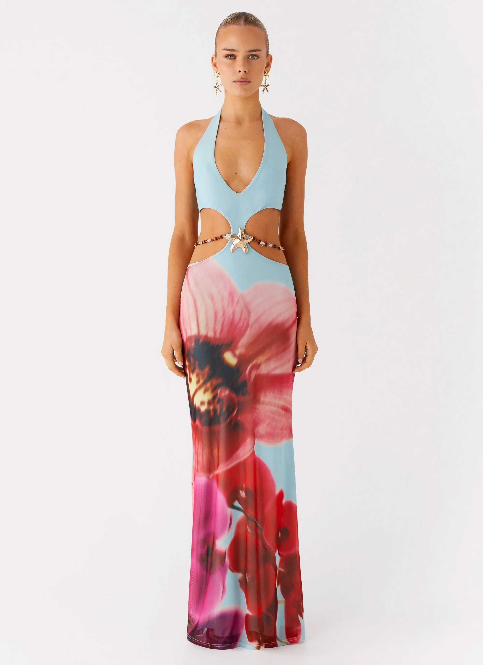 Luxe Wear Time To Dance Maxi Dress - Turquoise Bloom