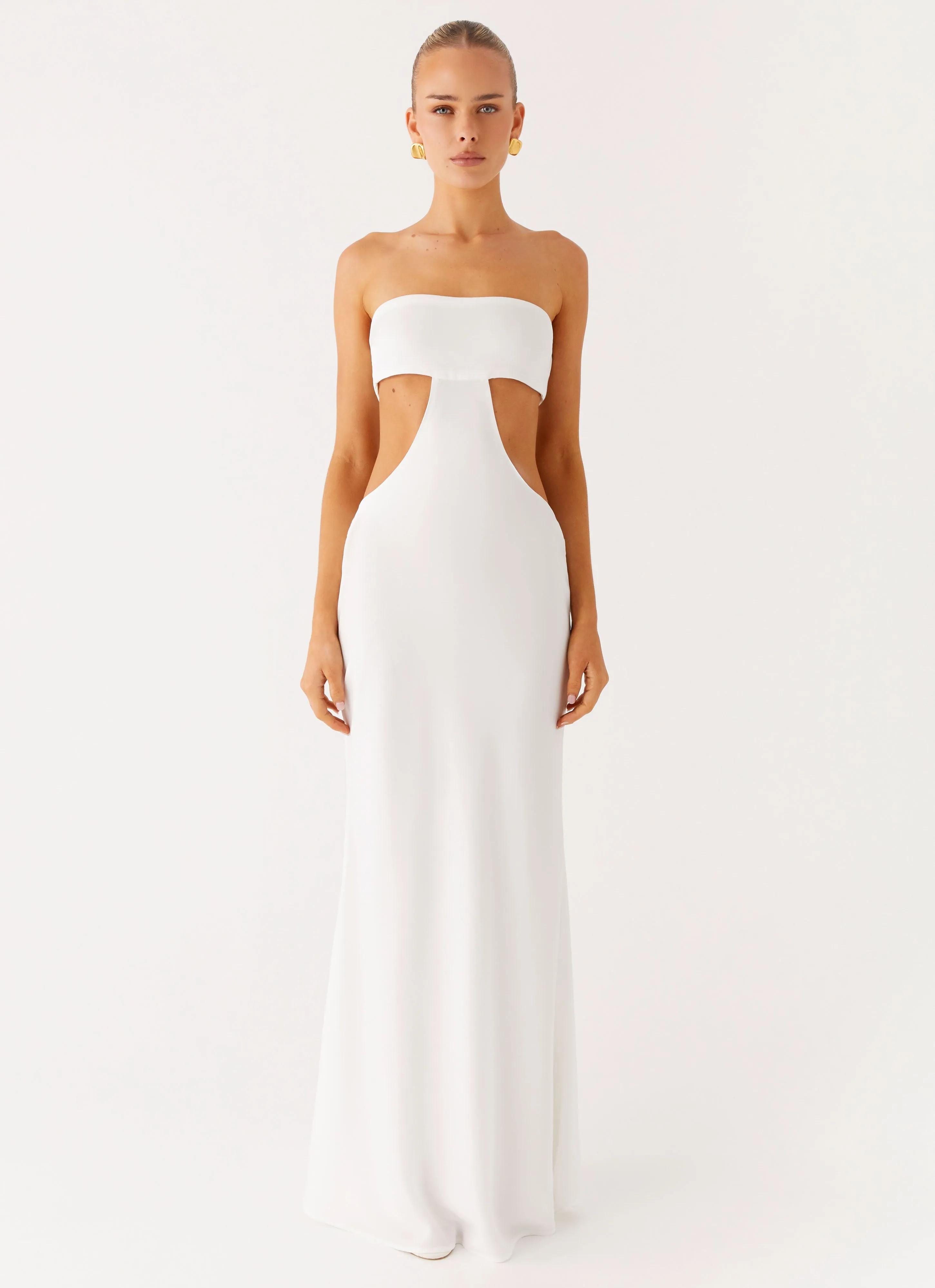 Rose Soft Layered Fit Kiss Me Cut Out Maxi - Ivory