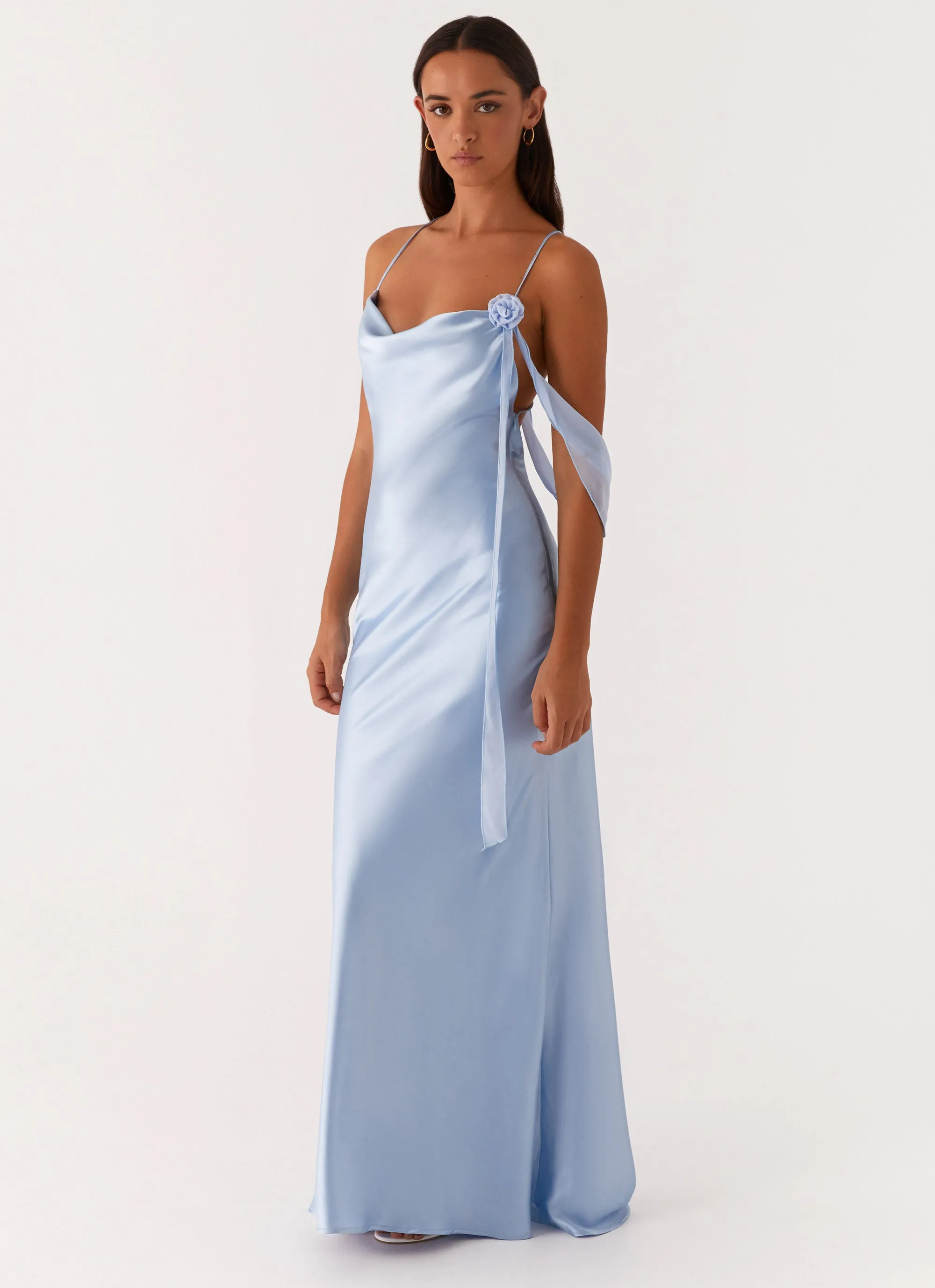 Tall Girl Too Sweet Satin Maxi Dress - Blue