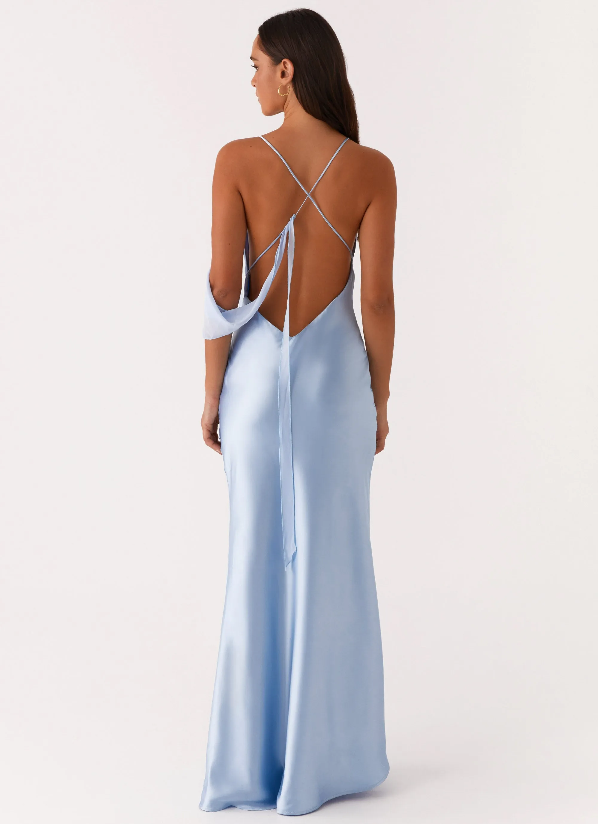 Too Sweet Satin Maxi Dress - Blue Smooth Fit Lounge Fit