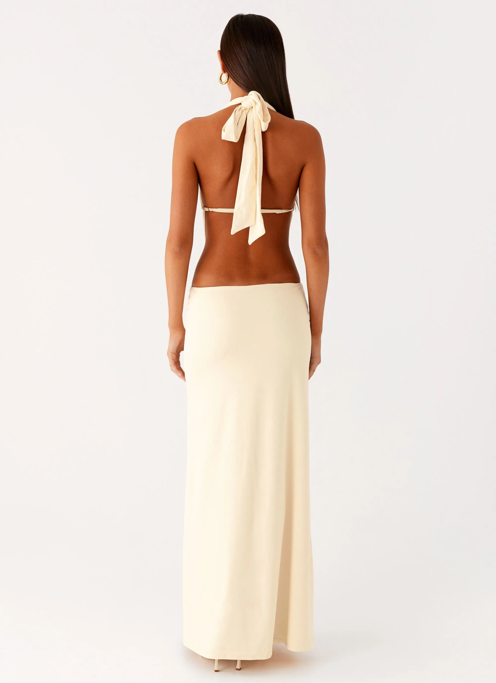Sophisticated Cut Quick Elegance Torina Halter Maxi Dress - Lemon