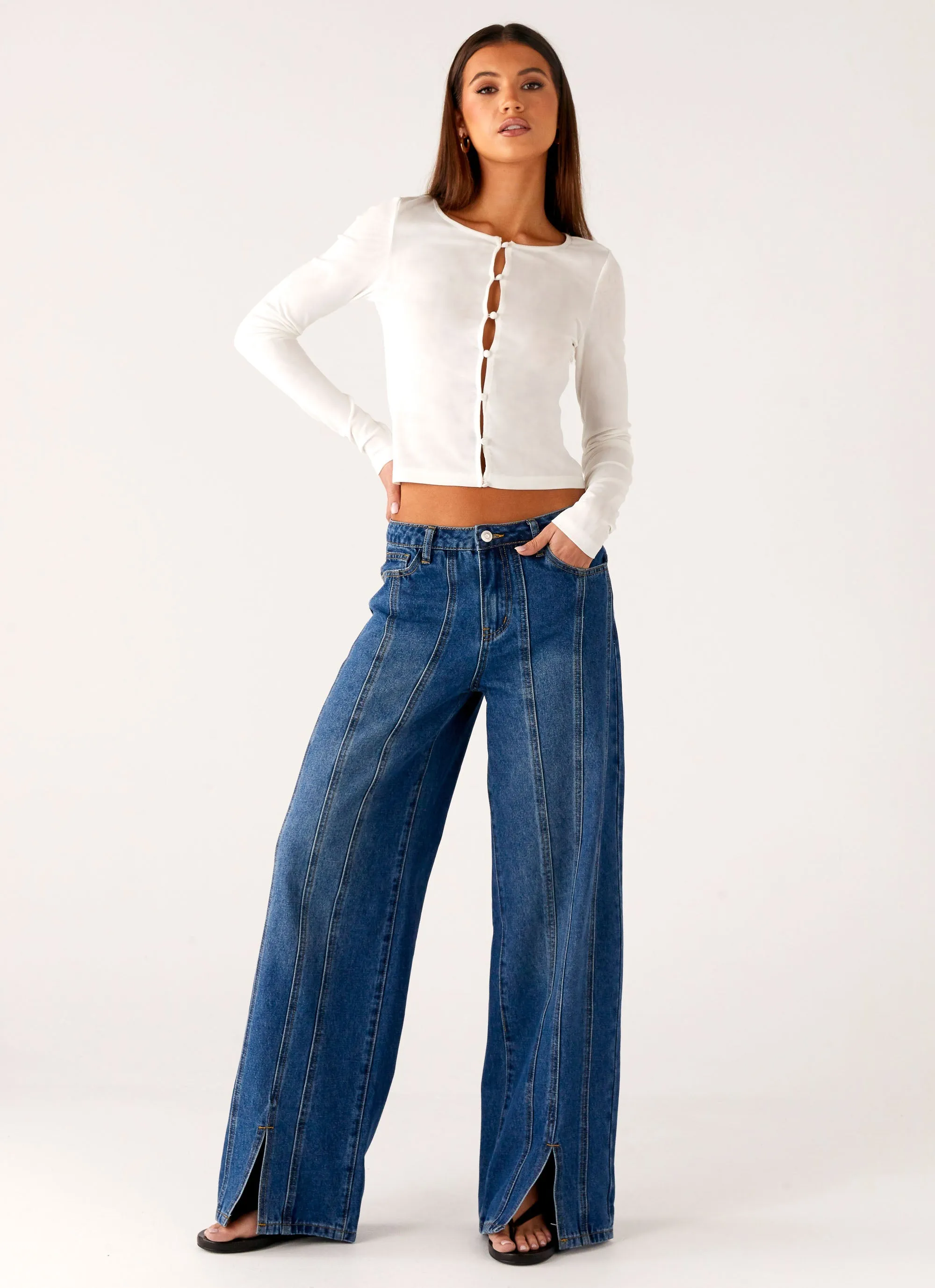 Spring Mood Slim Street Fashion Affordable Grayson Straight Leg Jeans - Denim Blue