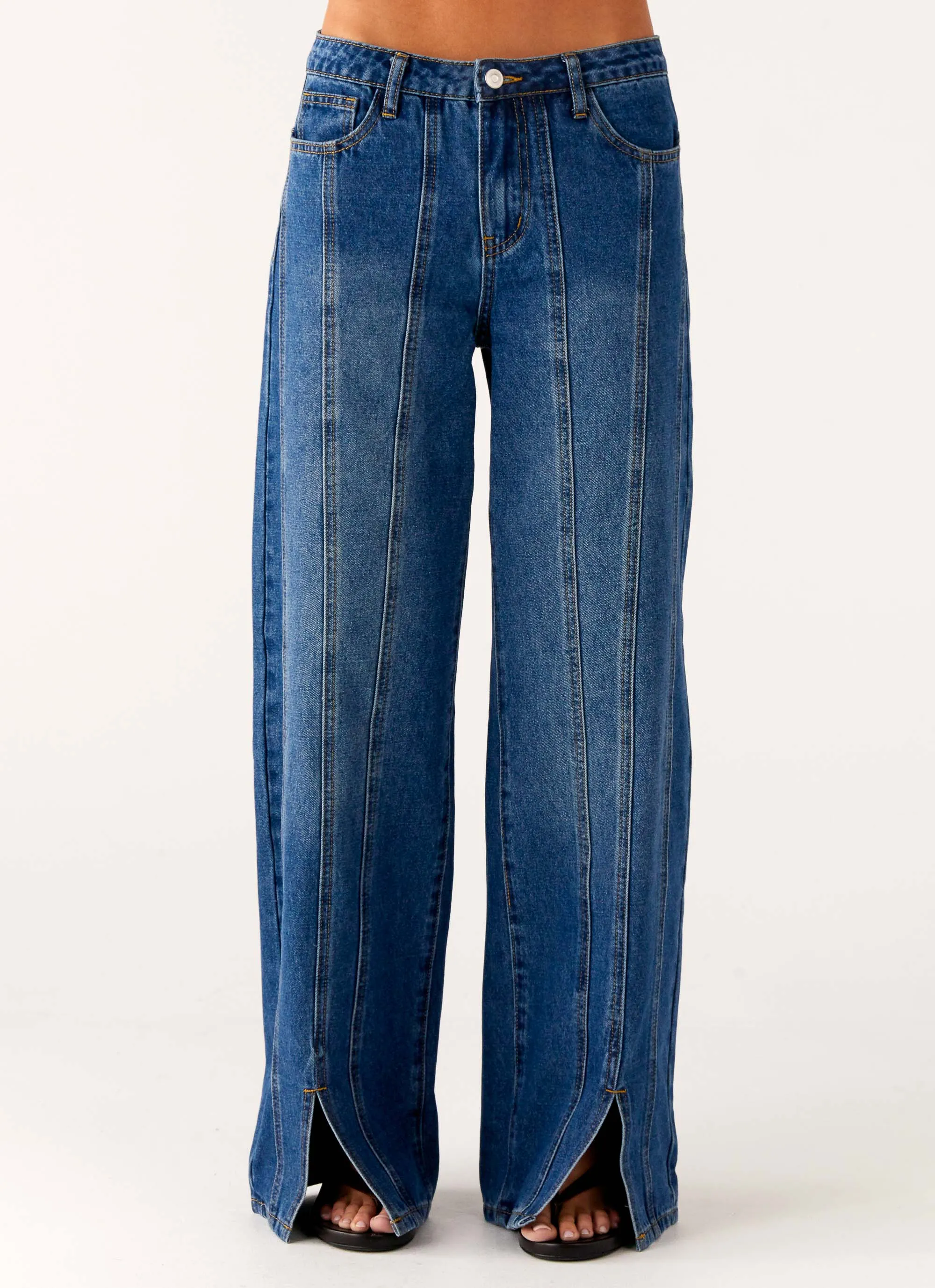 premium fabric Tapered Leg Design Grayson Straight Leg Jeans - Denim Blue