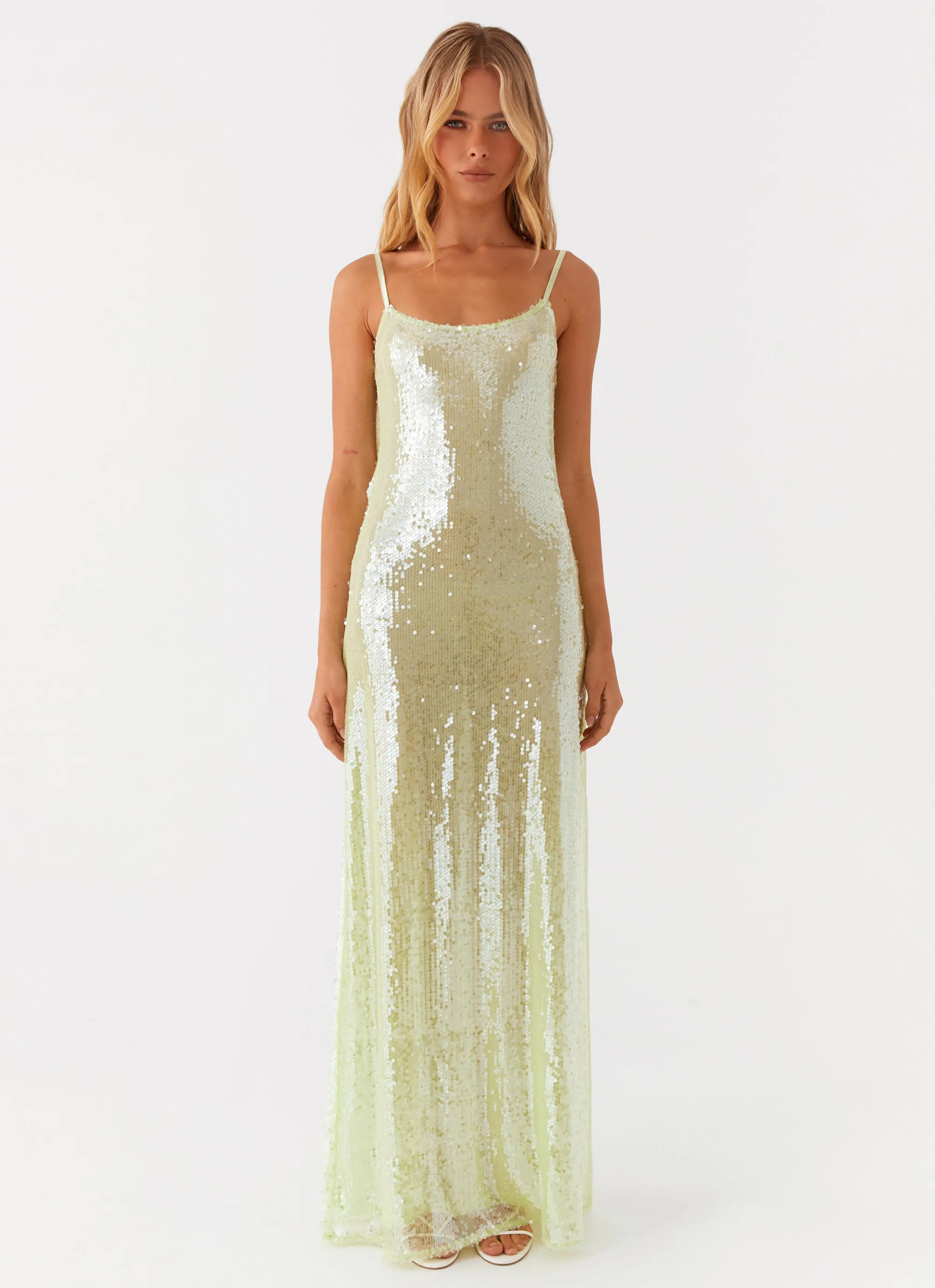 Soft Presence Higher Level Sequin Maxi Dress - Mint