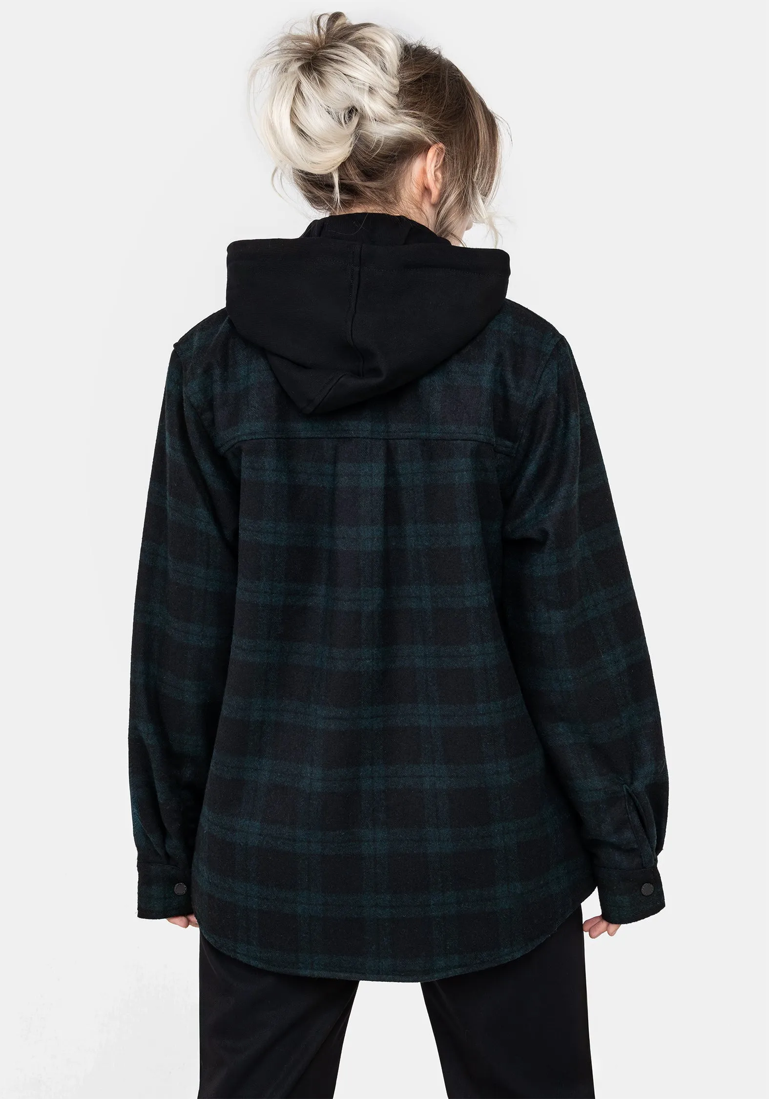 Trellis Hooded Pocket Wool Blend Check Shacket Comfy Street Piece