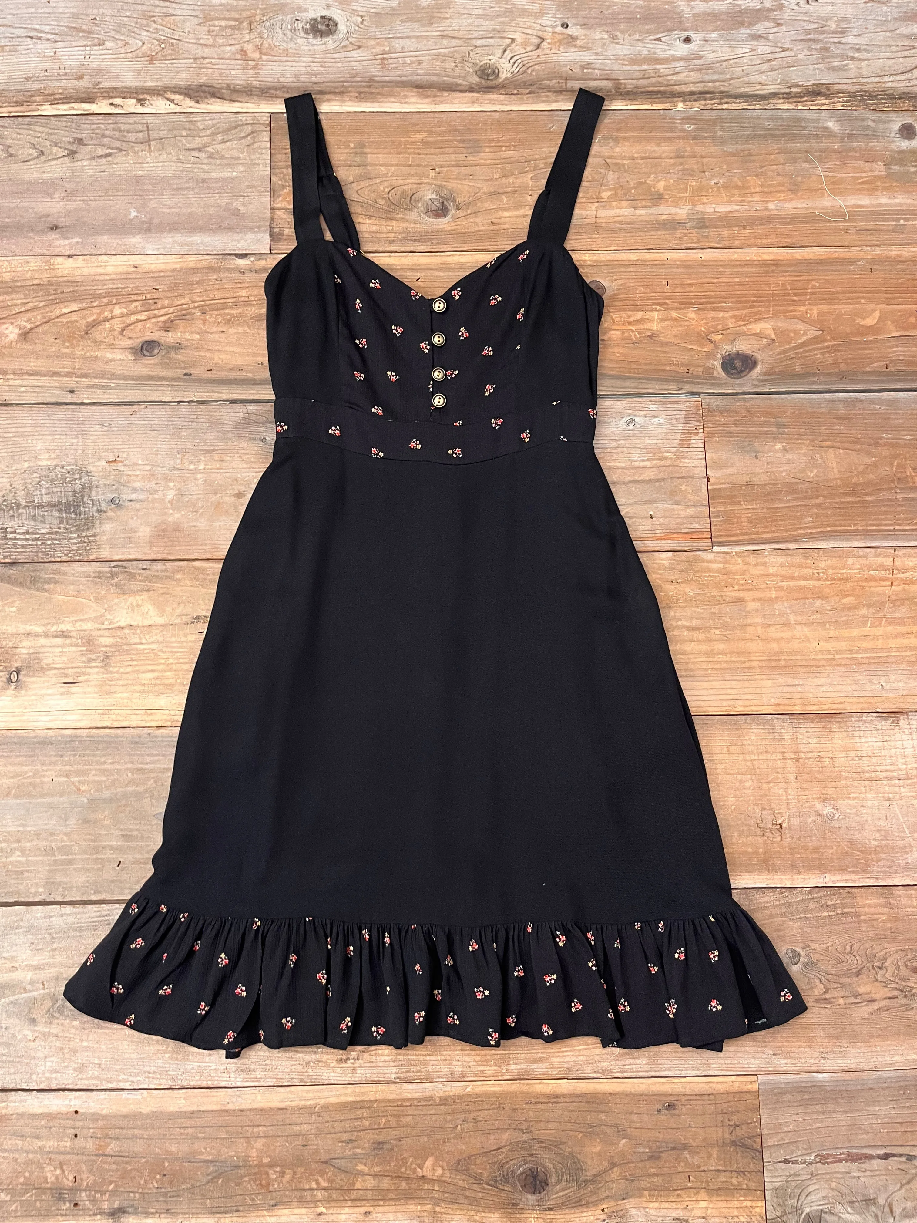 Gemma Dress in Black and Floral Lined interior