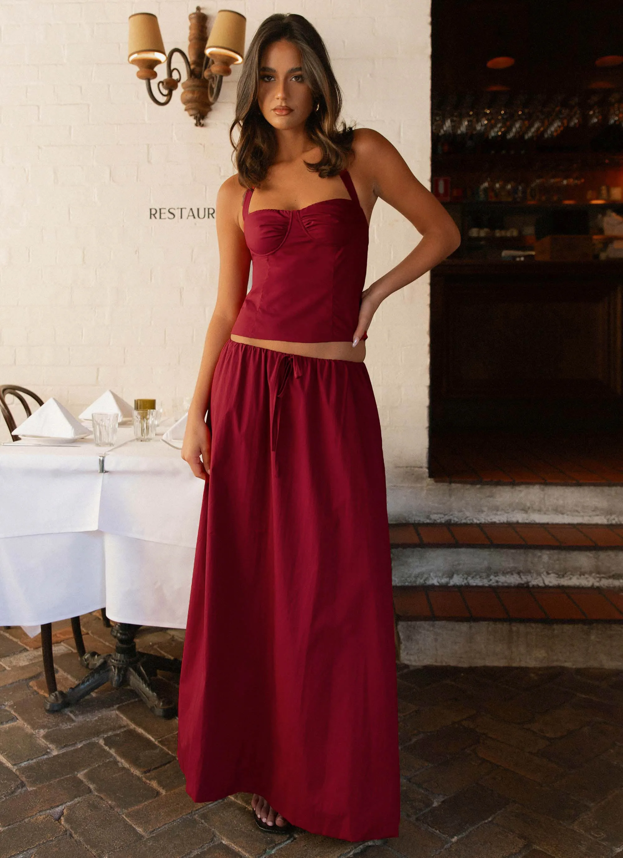 Cheryl Maxi Skirt - Cherry Red gentle style