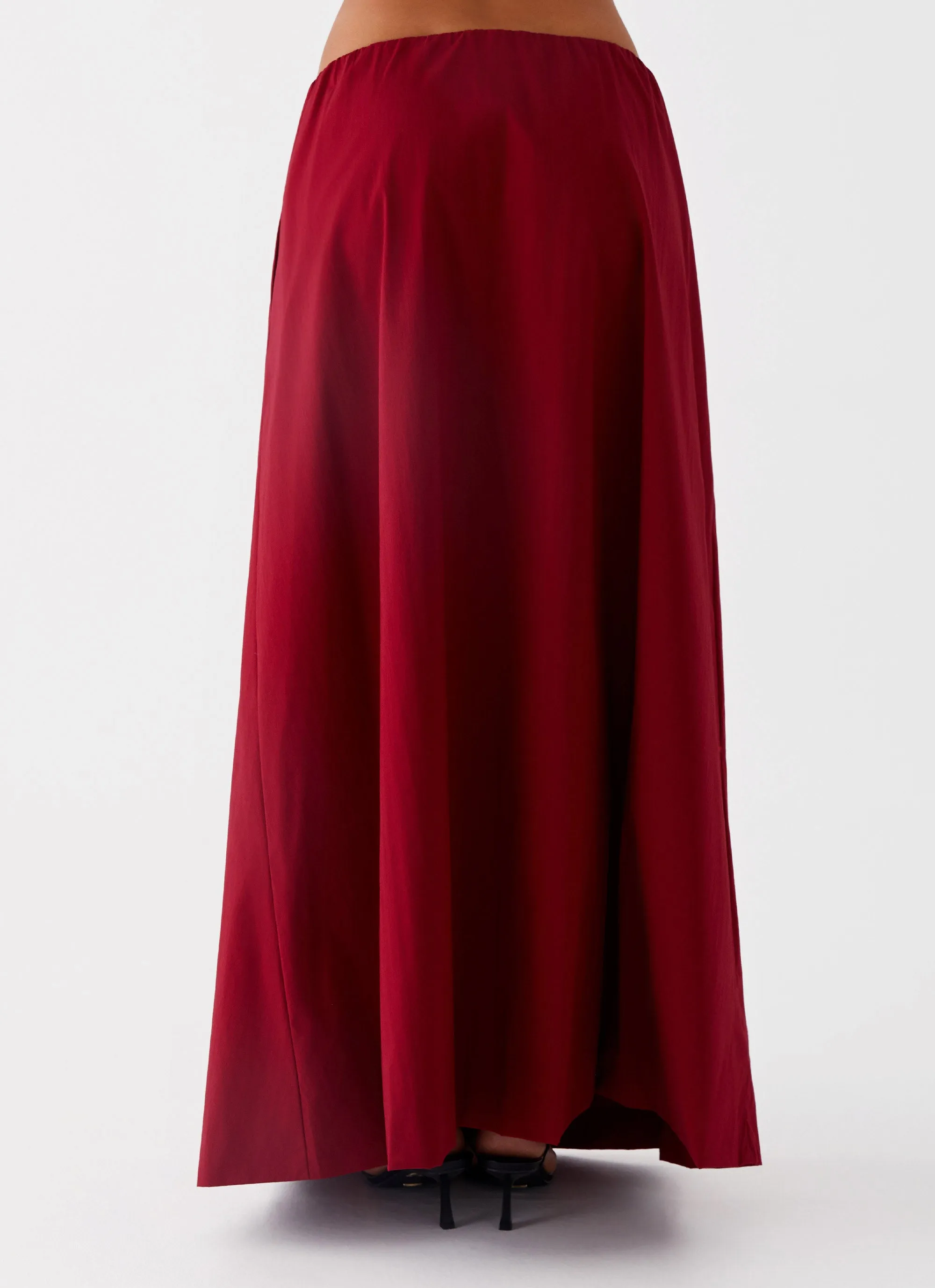 Cheryl Maxi Skirt - Cherry Red Anti Static Lining