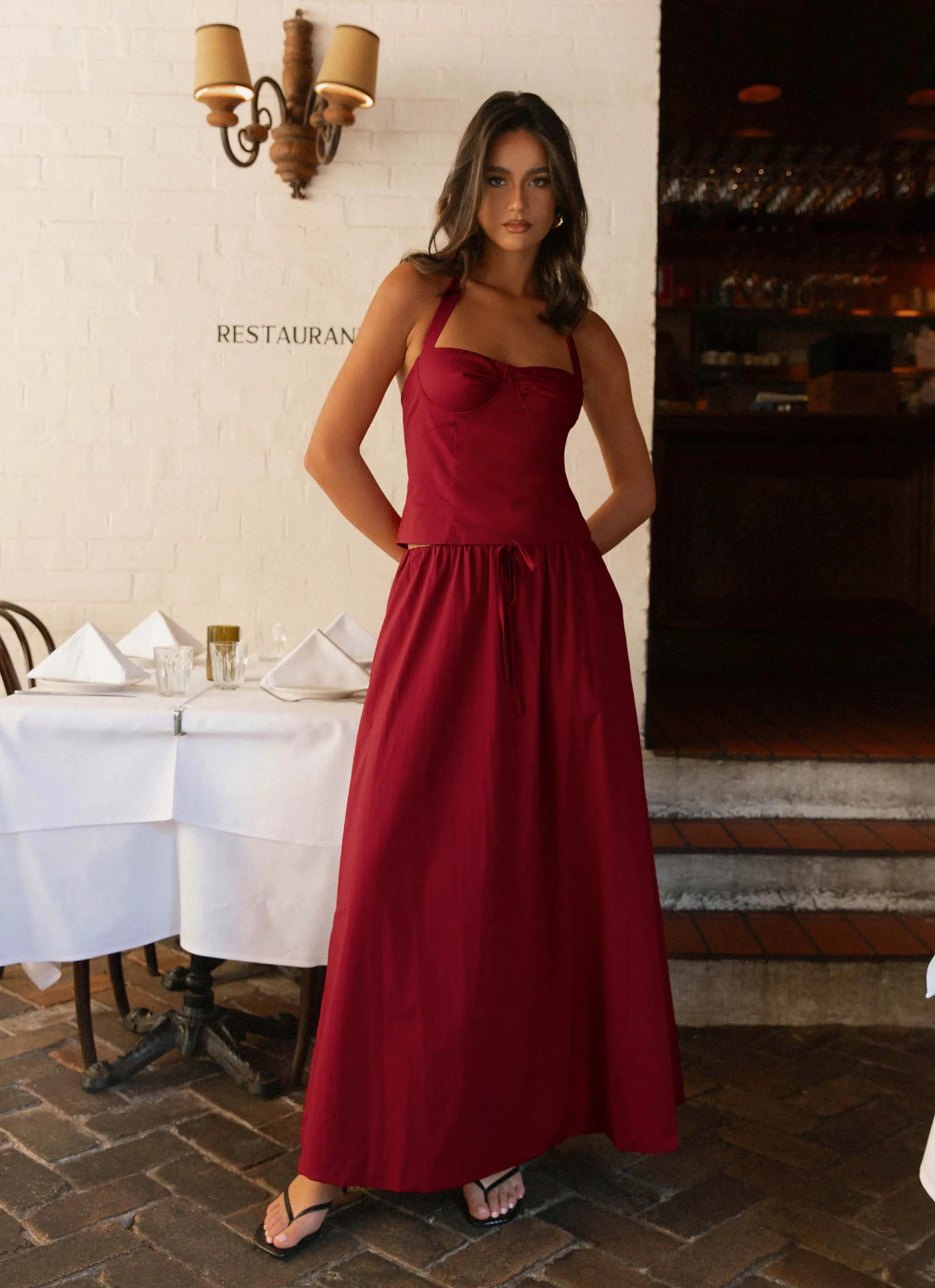 Travel Vibes Cheryl Maxi Skirt - Cherry Red