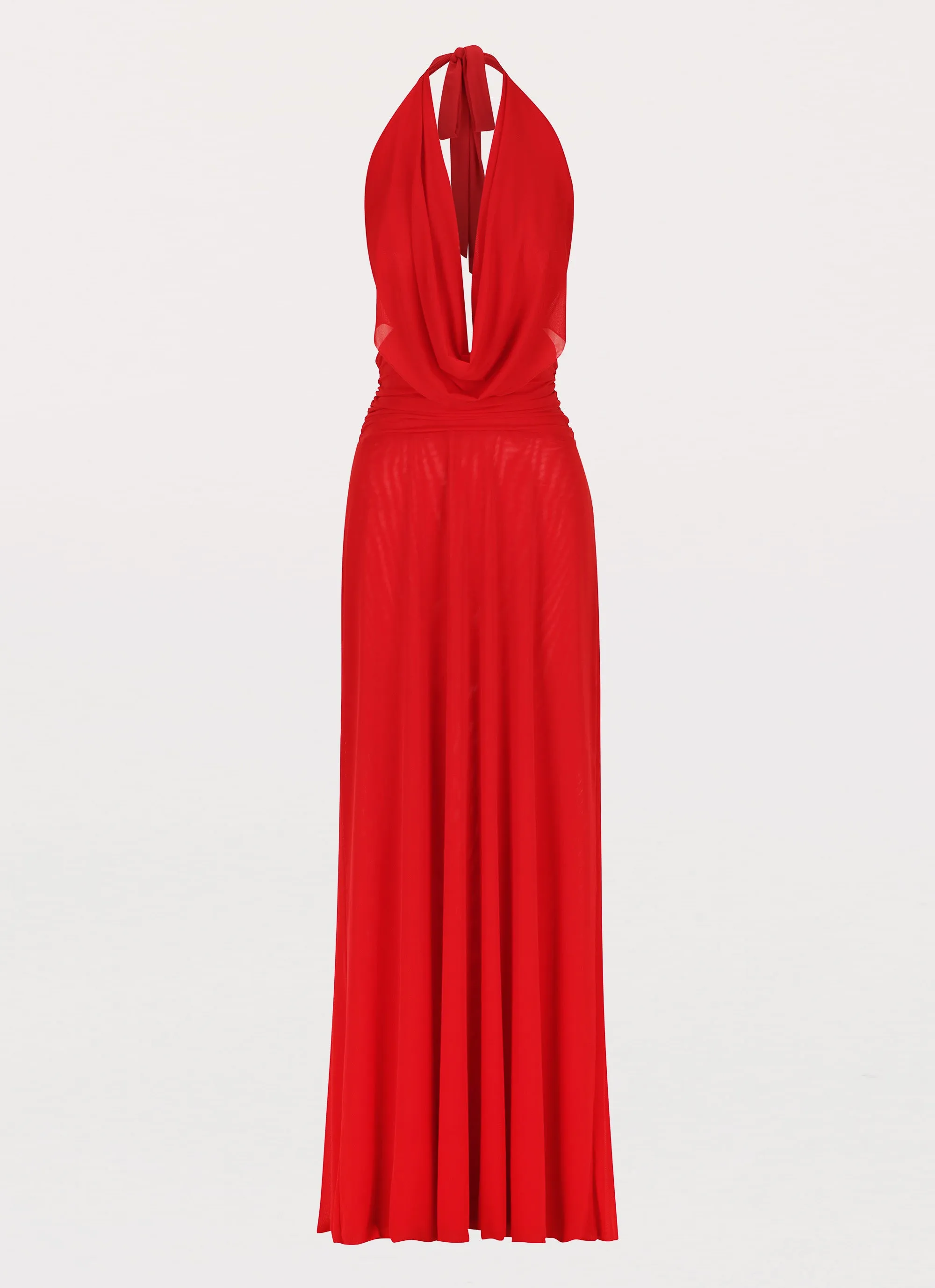 Light And Airy Elysia Mesh Maxi Dress - Cherry Red