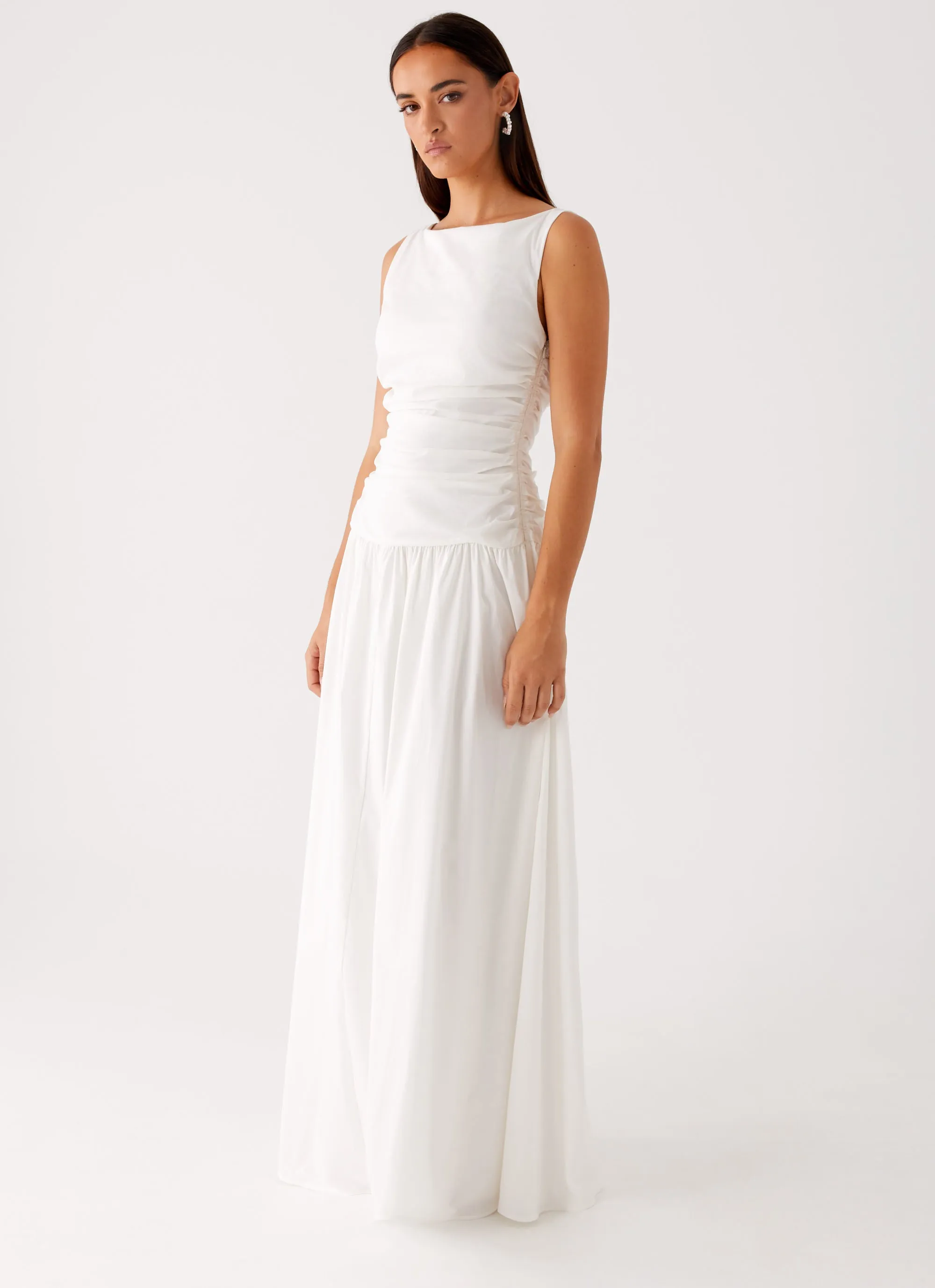 Travel Fashion Odor-Control Carmel High Neck Maxi Dress - White