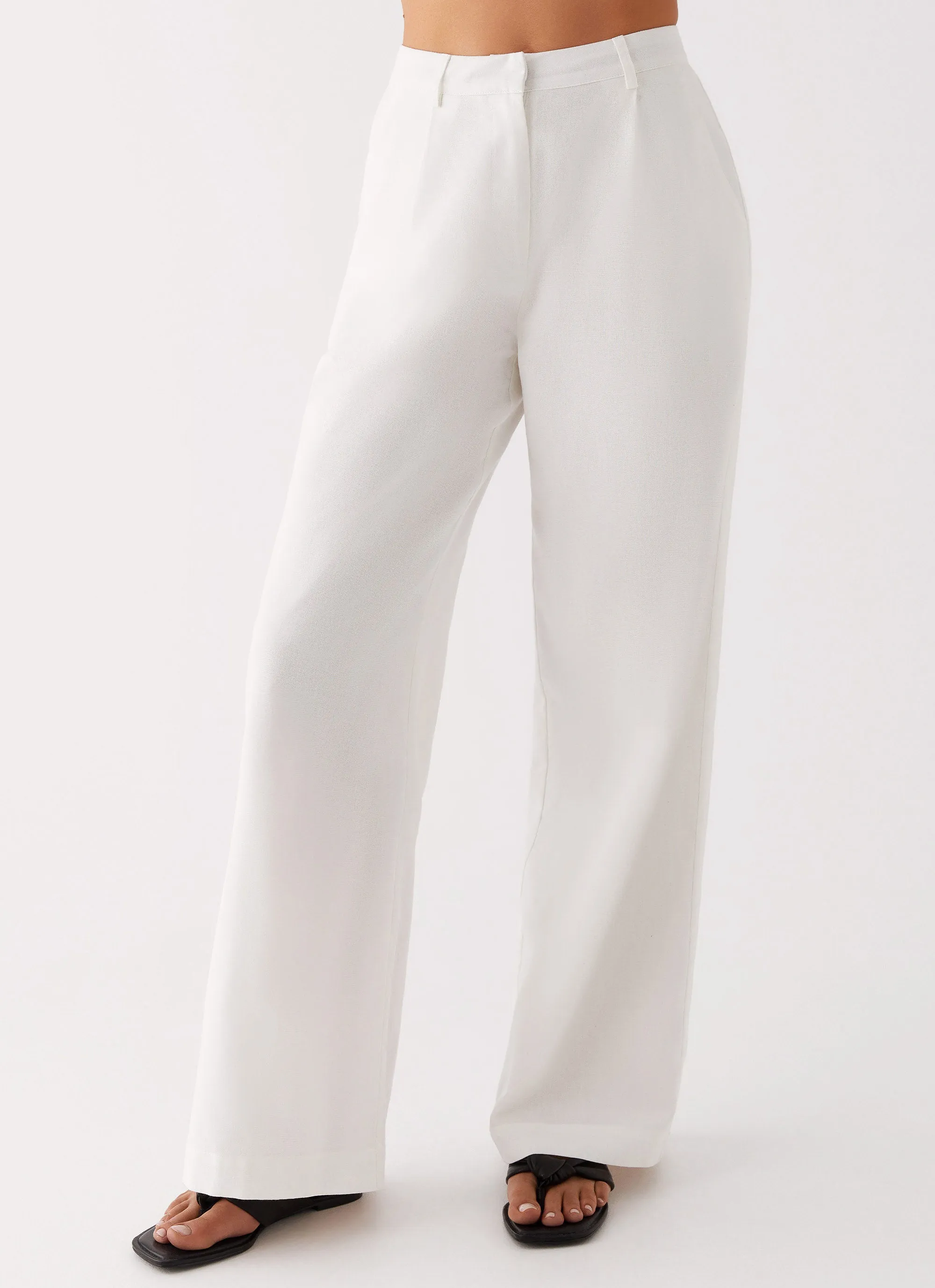 All-day Comfort Heatwave Linen Wide Leg Pants - White