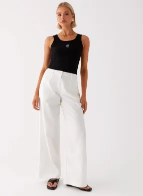 Zero Waste Manufacturing Heatwave Linen Wide Leg Pants - White