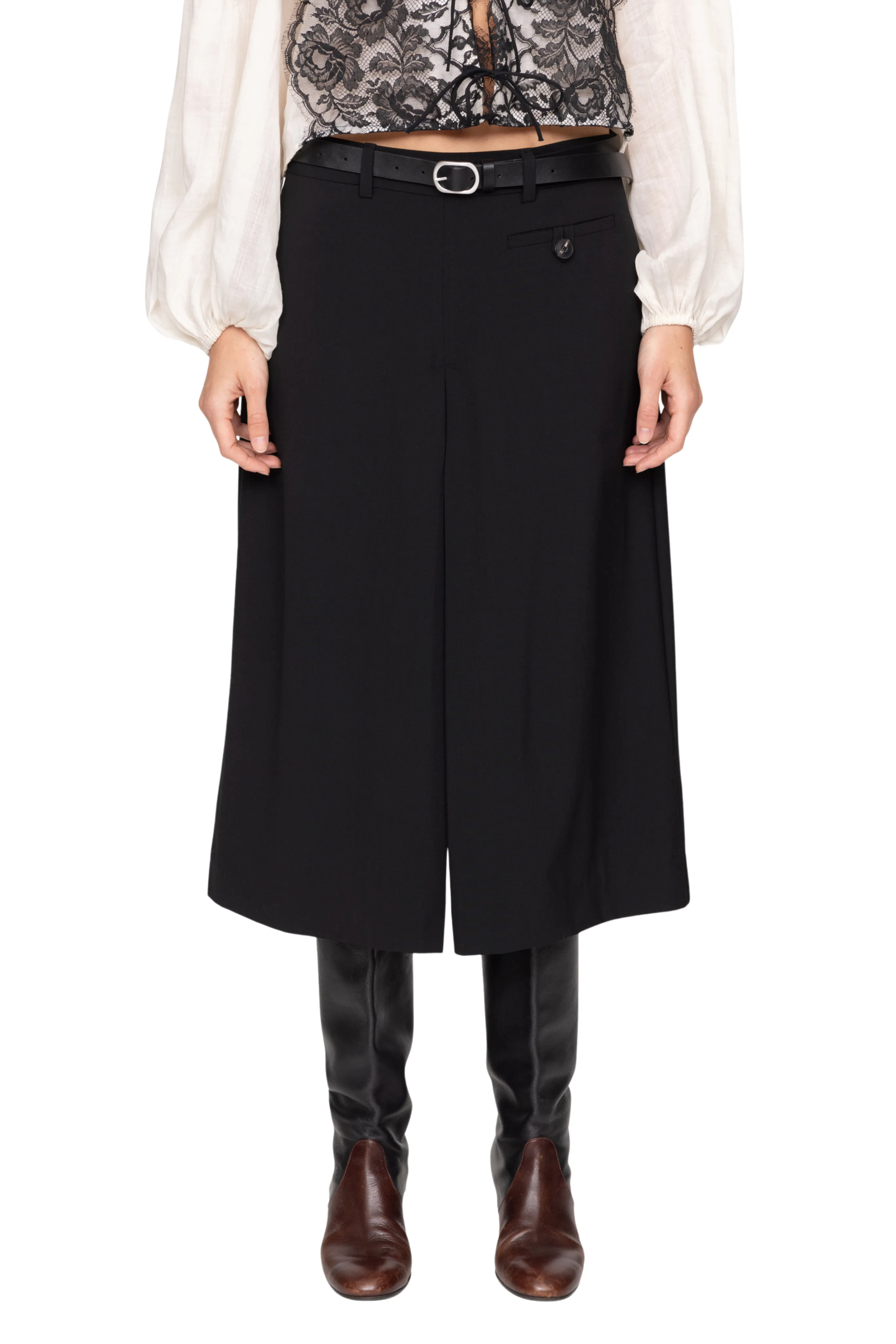 Adeline Wool Suiting Belted Culotte Weekend Wear