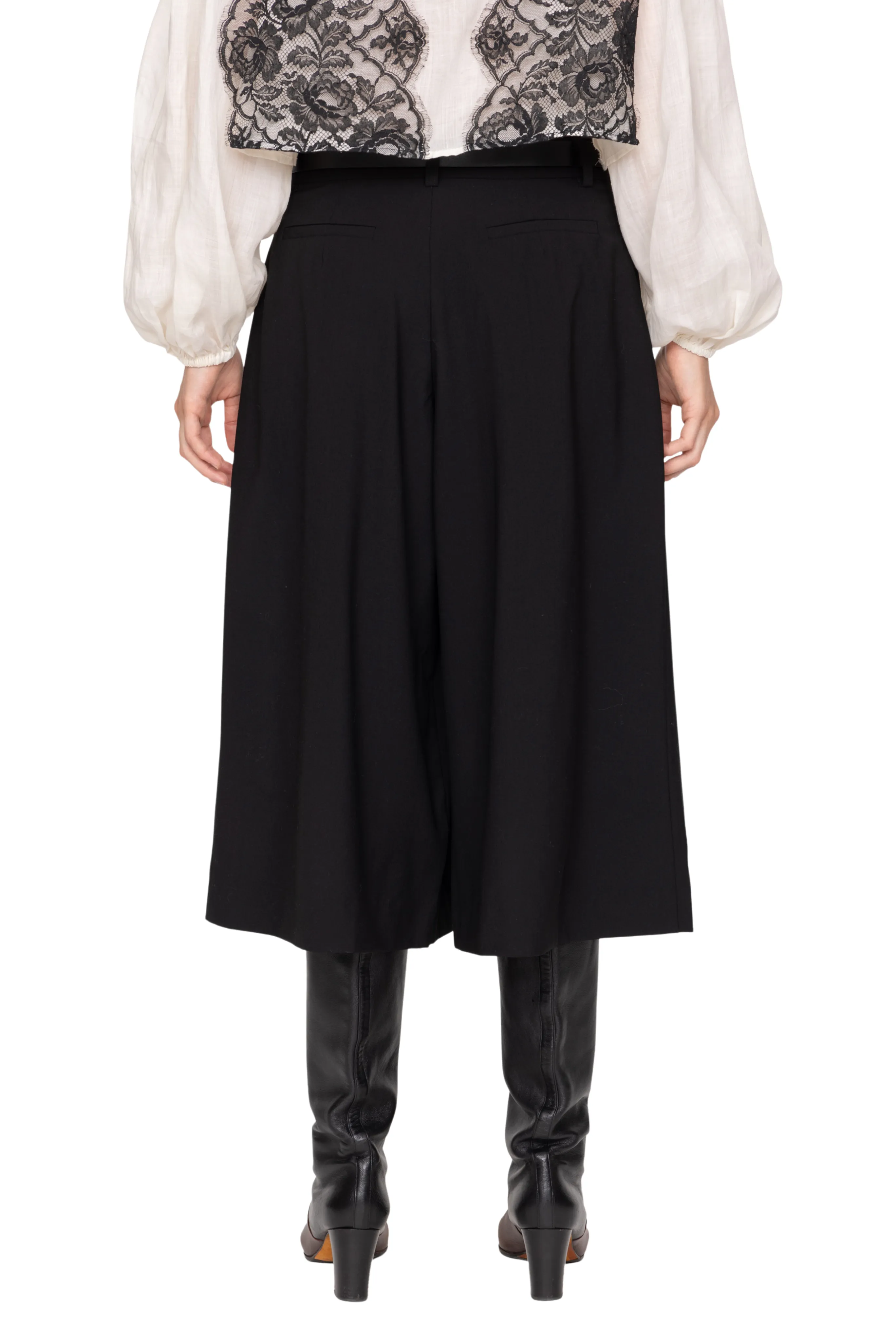Adeline Wool Suiting Belted Culotte Cozy and Soft Layered Wear
