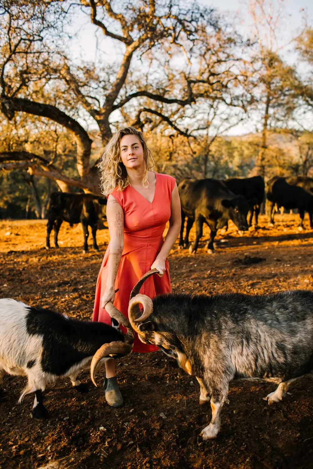 Trendy Appearance Xena Dress in Coral Linen