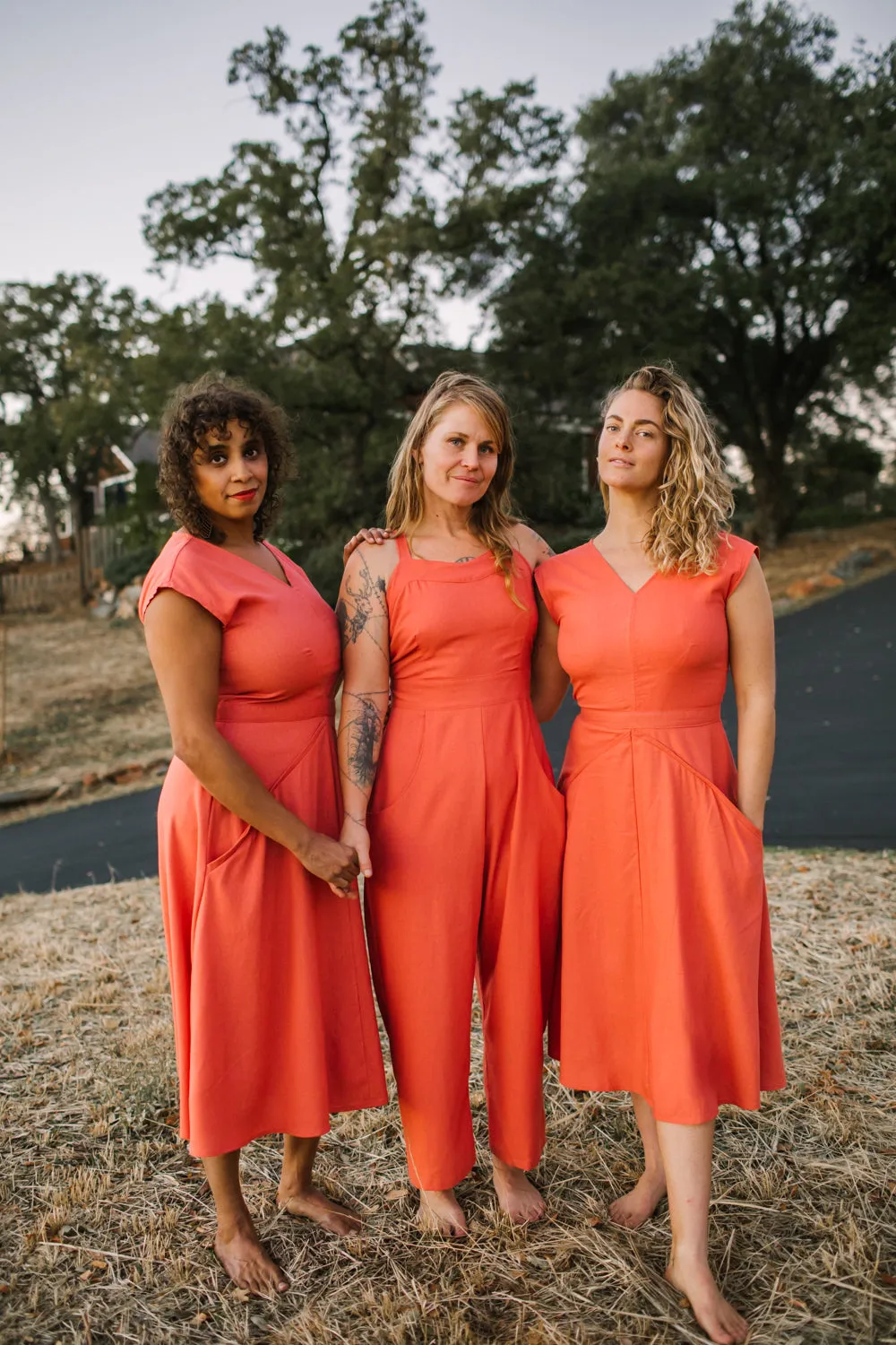 Xena Dress in Coral Linen Light Silhouette Chilly Day Comfort