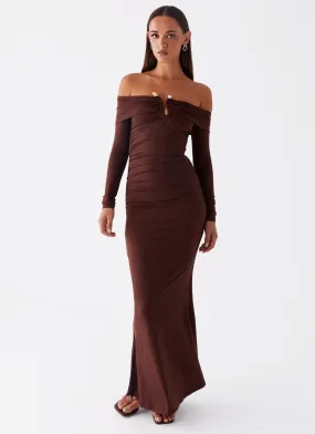 Dreamy Presence Rudy Long Sleeve Maxi Dress - Chocolate