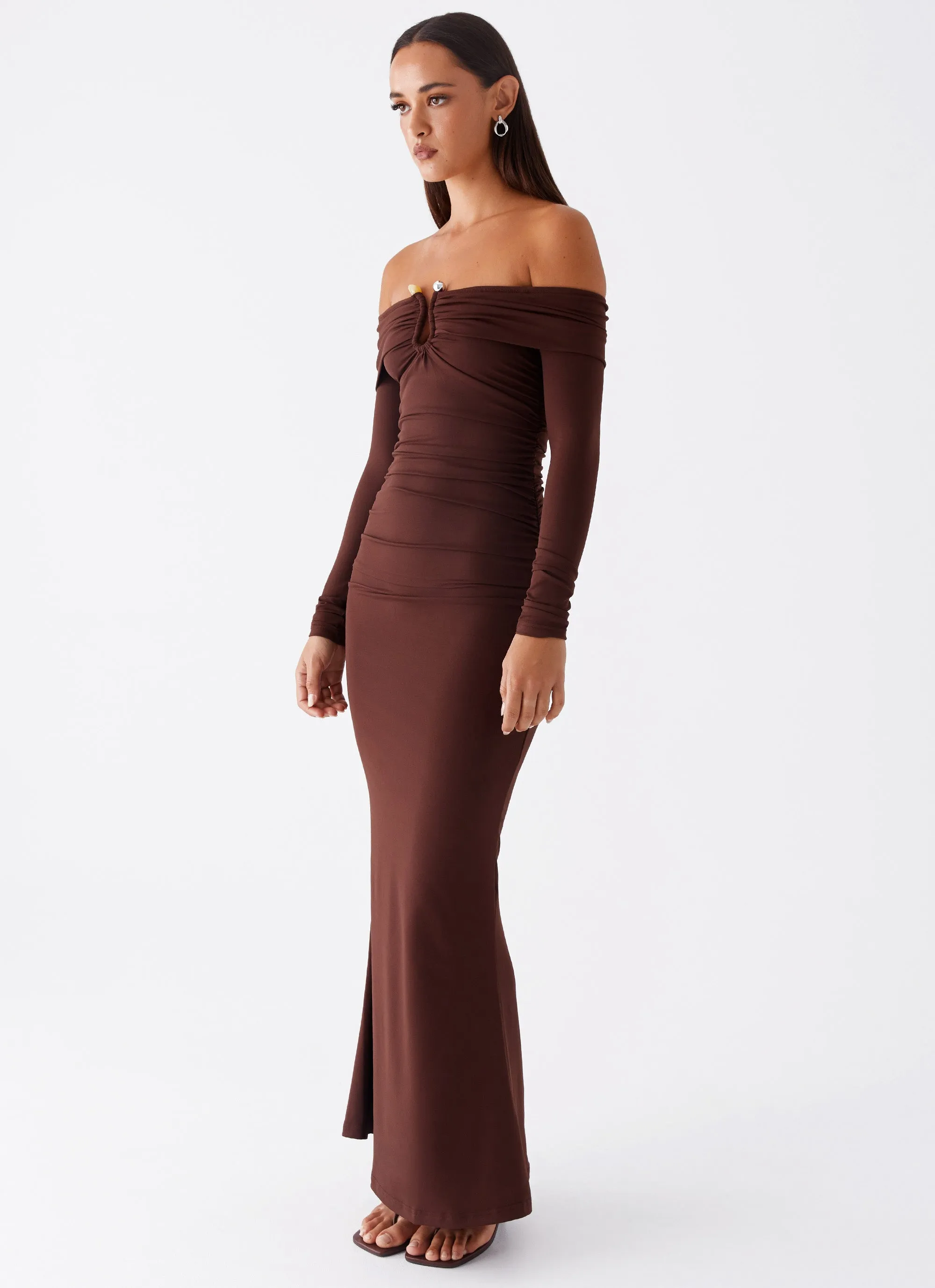 Rudy Long Sleeve Maxi Dress - Chocolate Effortless Style Inner lining