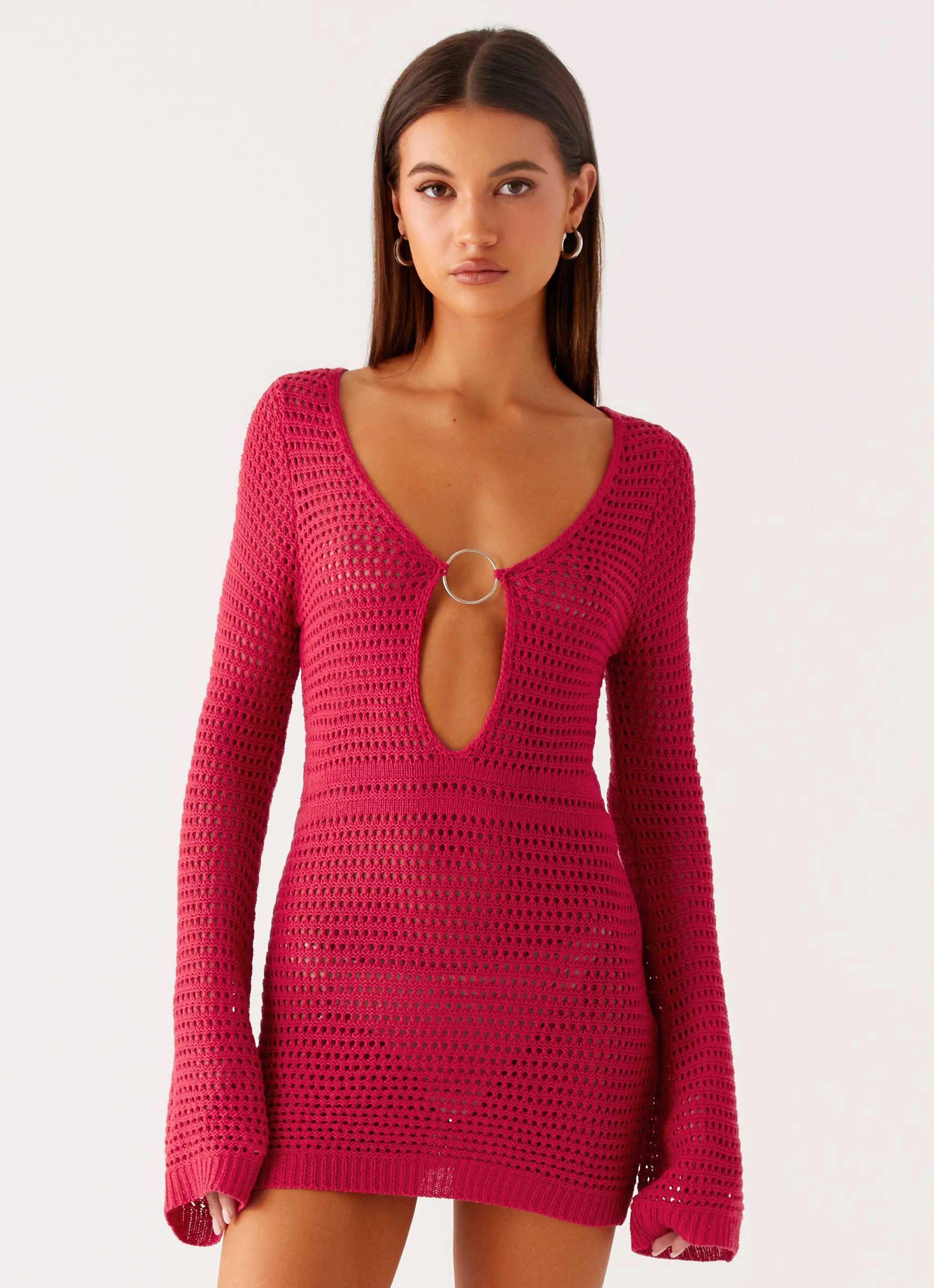 Sunriser Crochet Mini Dress - Pink Relax Flex Dreamy Drape