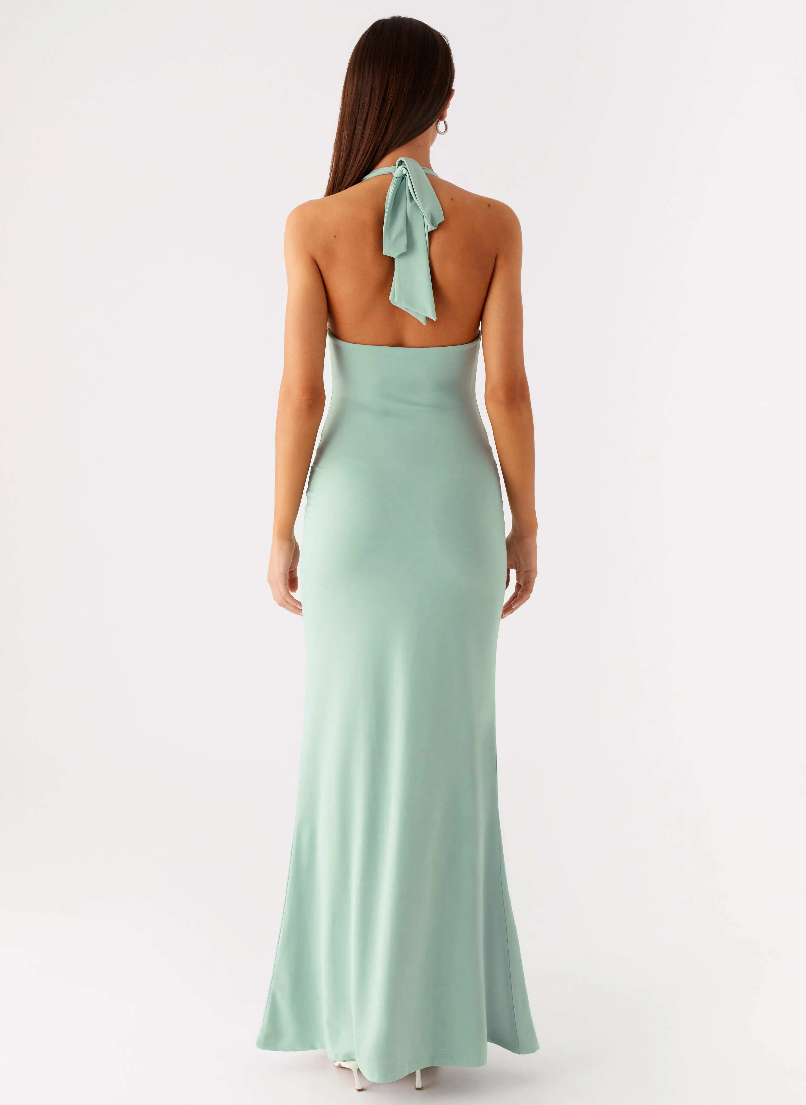 Pleated-Skirt Event Glow Fern Valley Maxi Dress - Sage