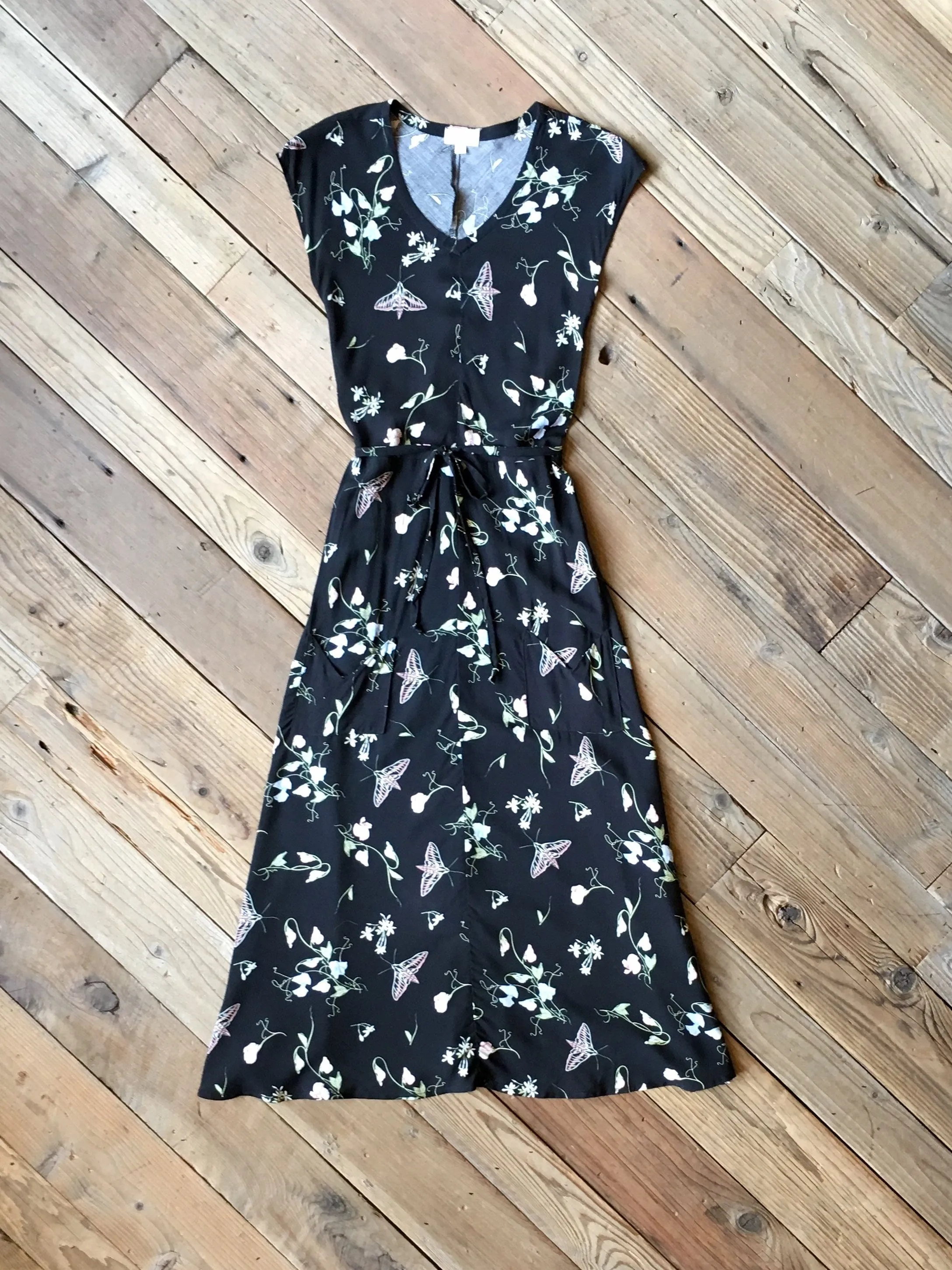 Belted Bias Dress in Sweet Pea Challis Flare Swing