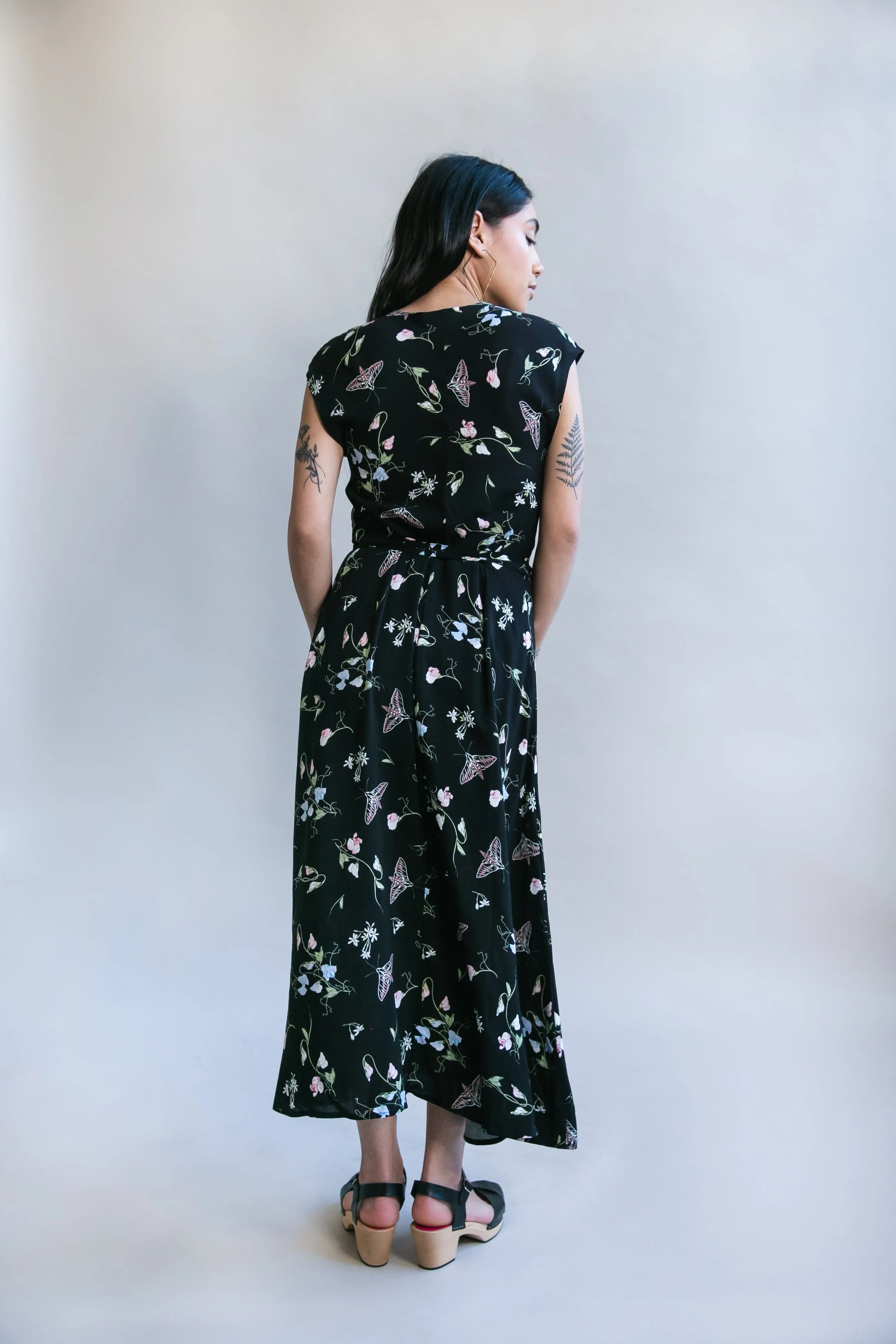 Belted Bias Dress in Sweet Pea Challis Smooth Flow