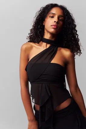 Wear Resistant Edge Chiffon Wrap Around Top