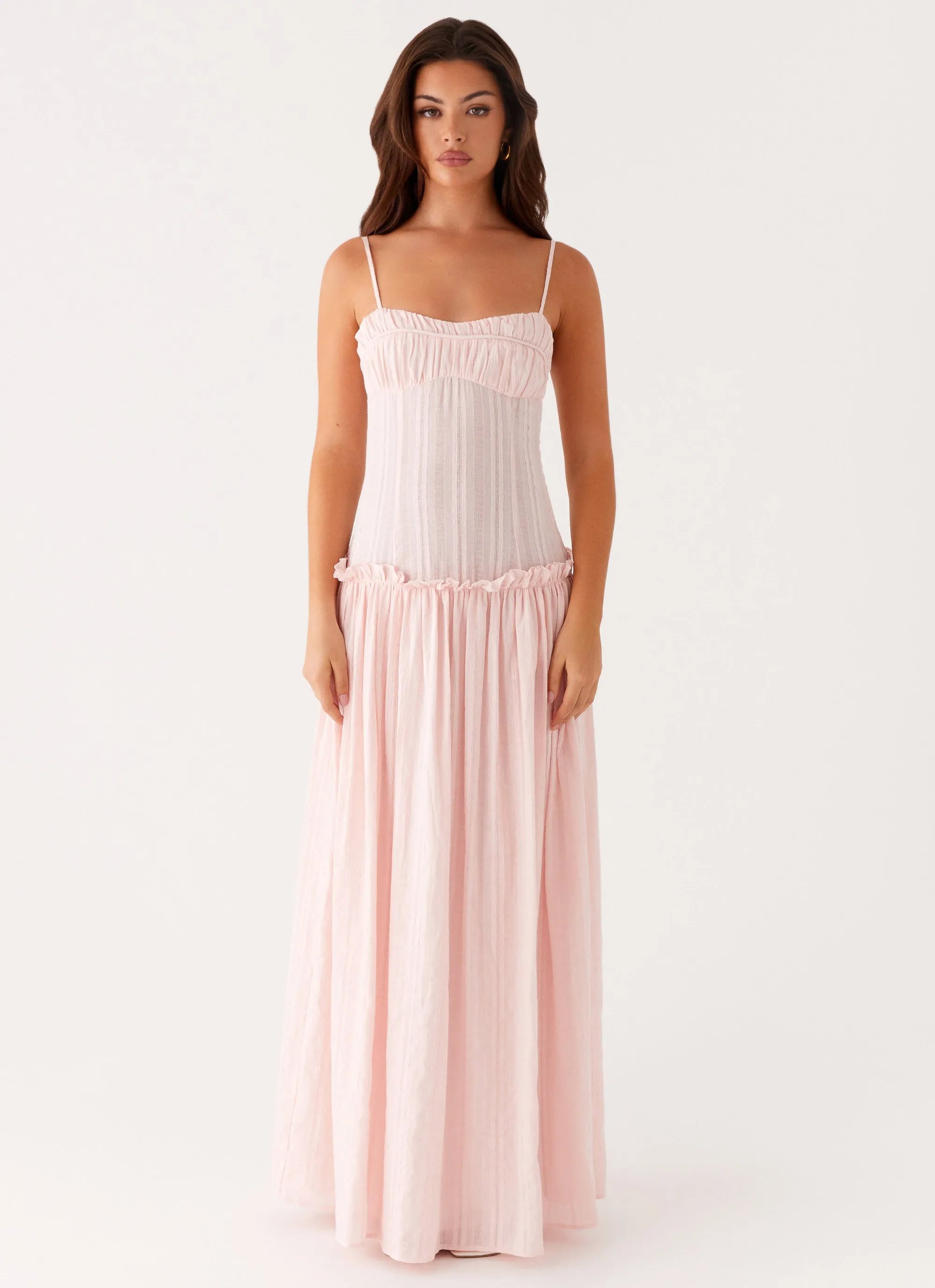 Jacinda Drop Waist Maxi Dress - Pink Chic and Simple FlatlockSeam