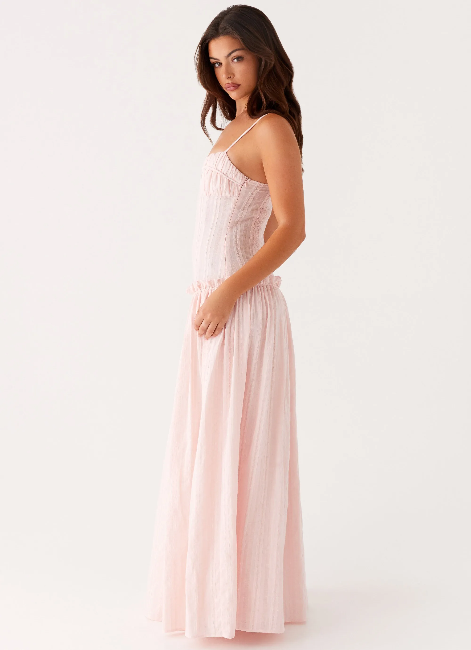 Jacinda Drop Waist Maxi Dress - Pink Free Step